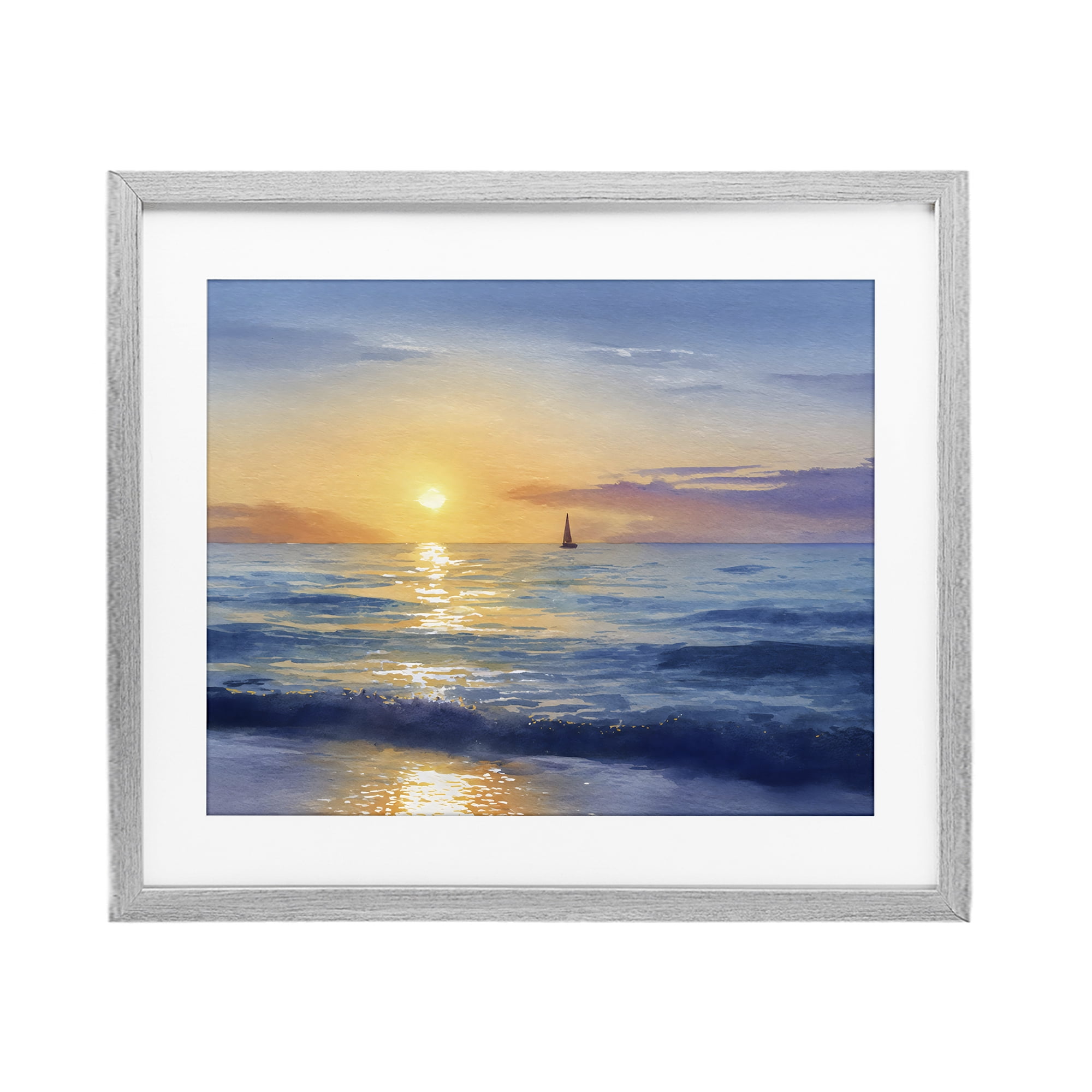 Stupell Industries Sails To The Sun At Sea Gray Framed Print Under Glass, design by Franklyn Gregory