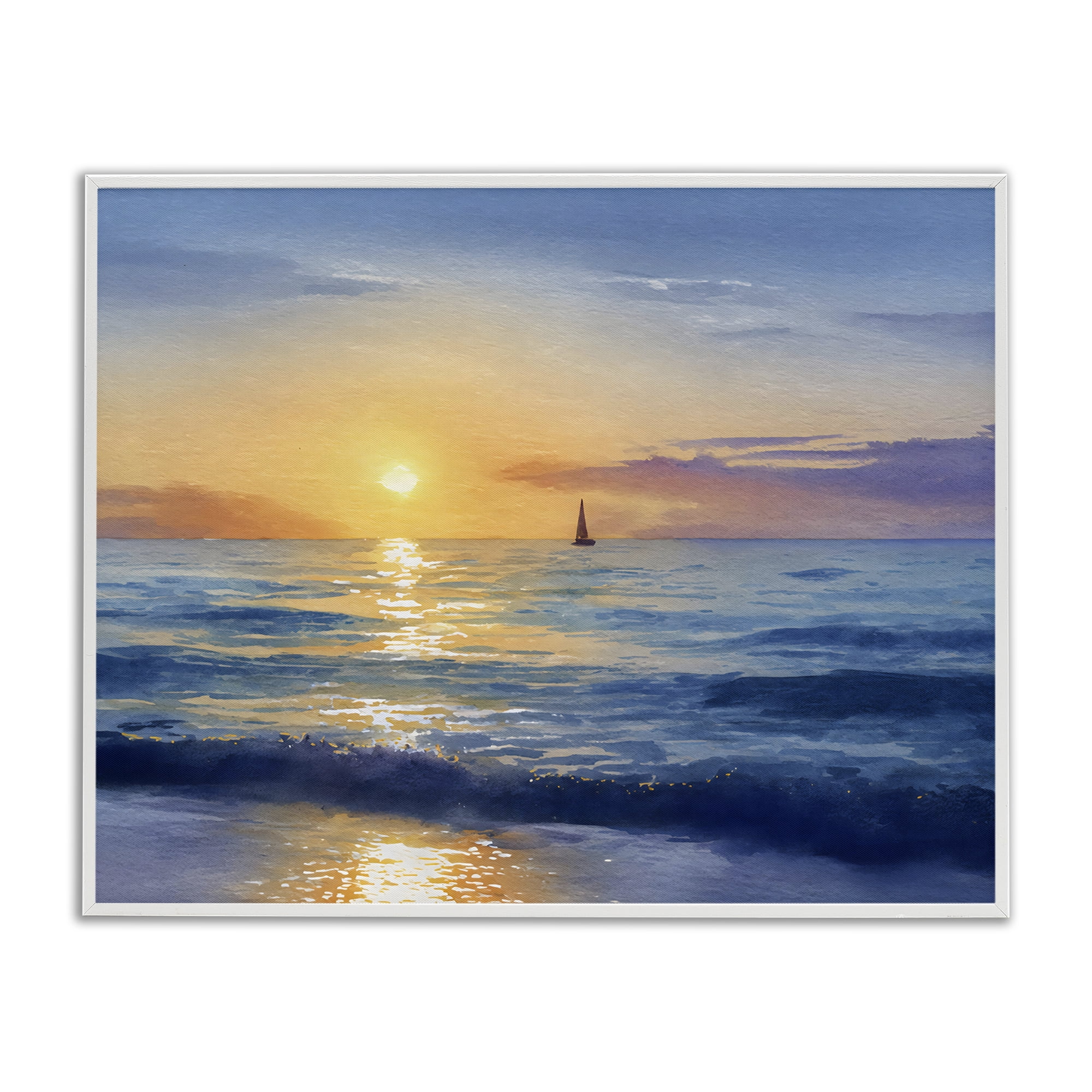 Stupell Industries Sails To The Sun At Sea White Framed Giclee Art, design by Franklyn Gregory