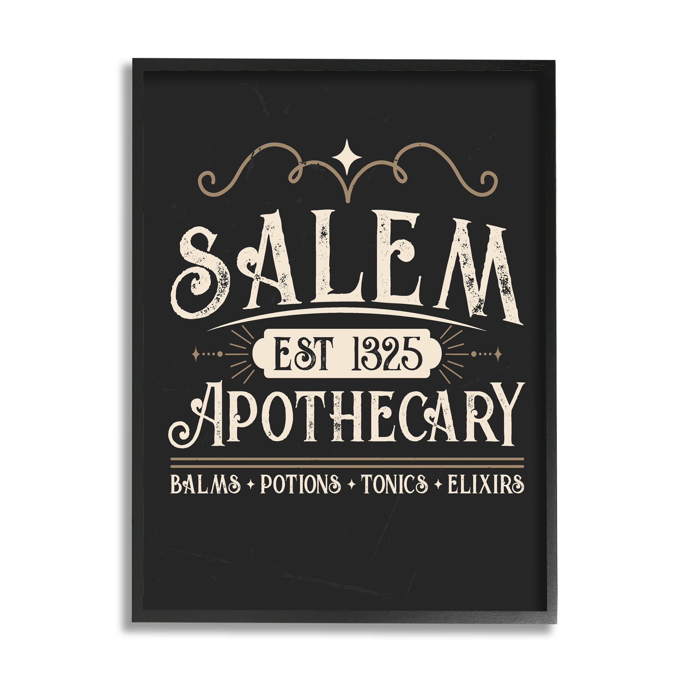 Stupell Industries Salem Apothecary Vintage Sign Graphic Art Black Framed Art Print Wall Art, Design by Angela Nickeas