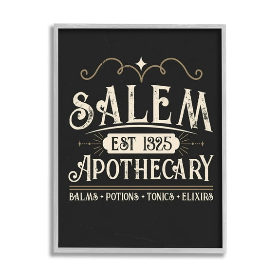 Stupell Industries Salem Apothecary Vintage Sign Graphic Art Gray Framed Art Print Wall Art, Design by Angela Nickeas