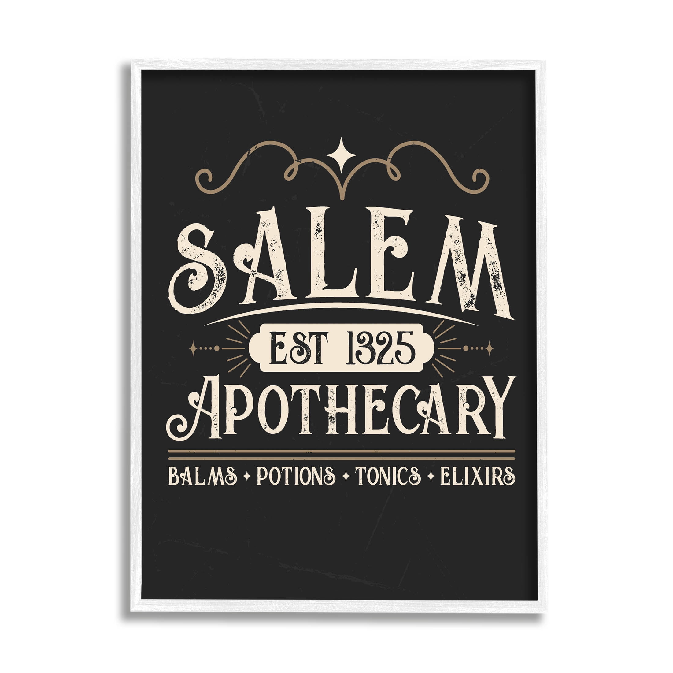 Stupell Industries Salem Apothecary Vintage Sign Graphic Art White Framed Art Print Wall Art, Design by Angela Nickeas