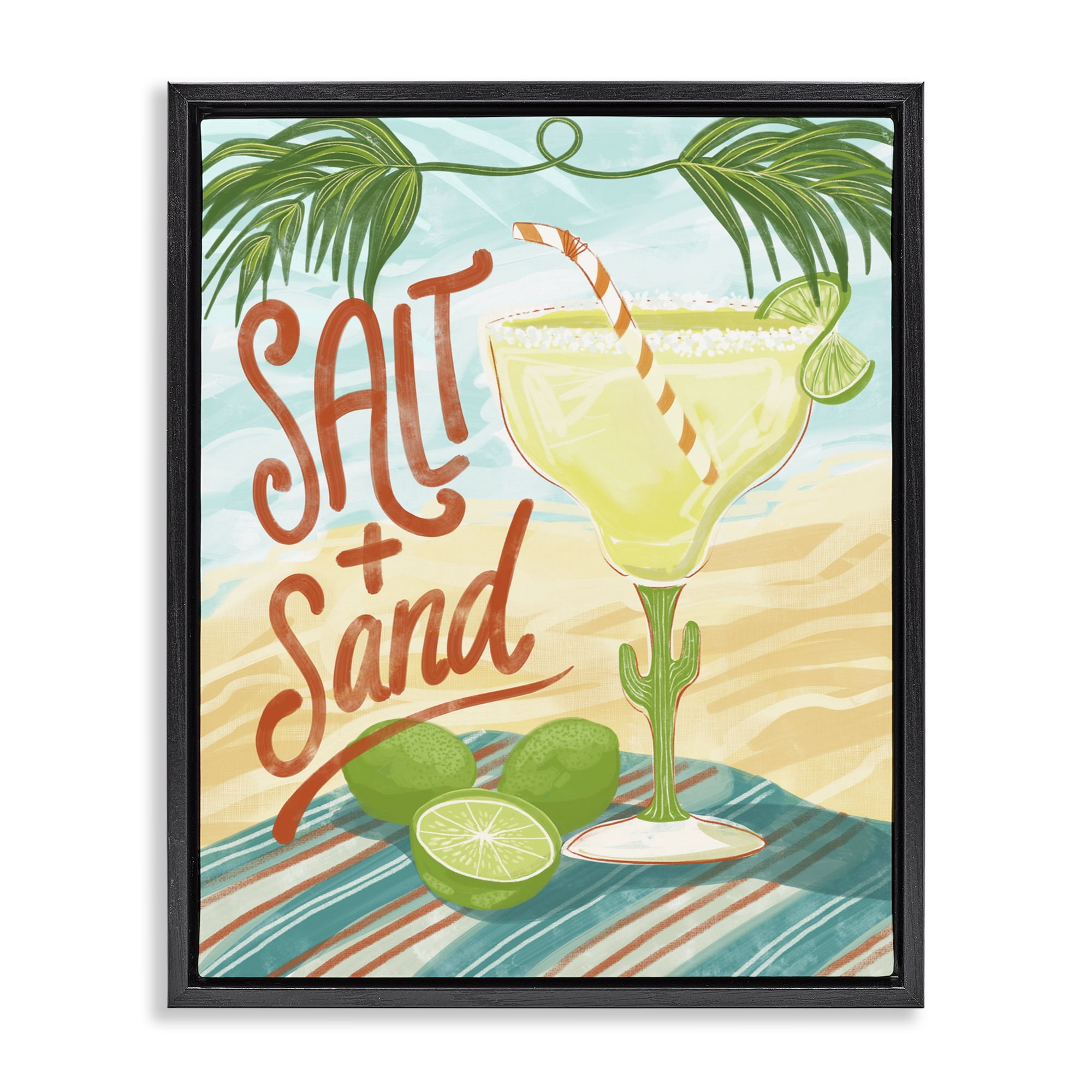 Stupell Industries Salt & Sand Margarita Black Framed Floater Canvas Wall Art, design by Connie Summers