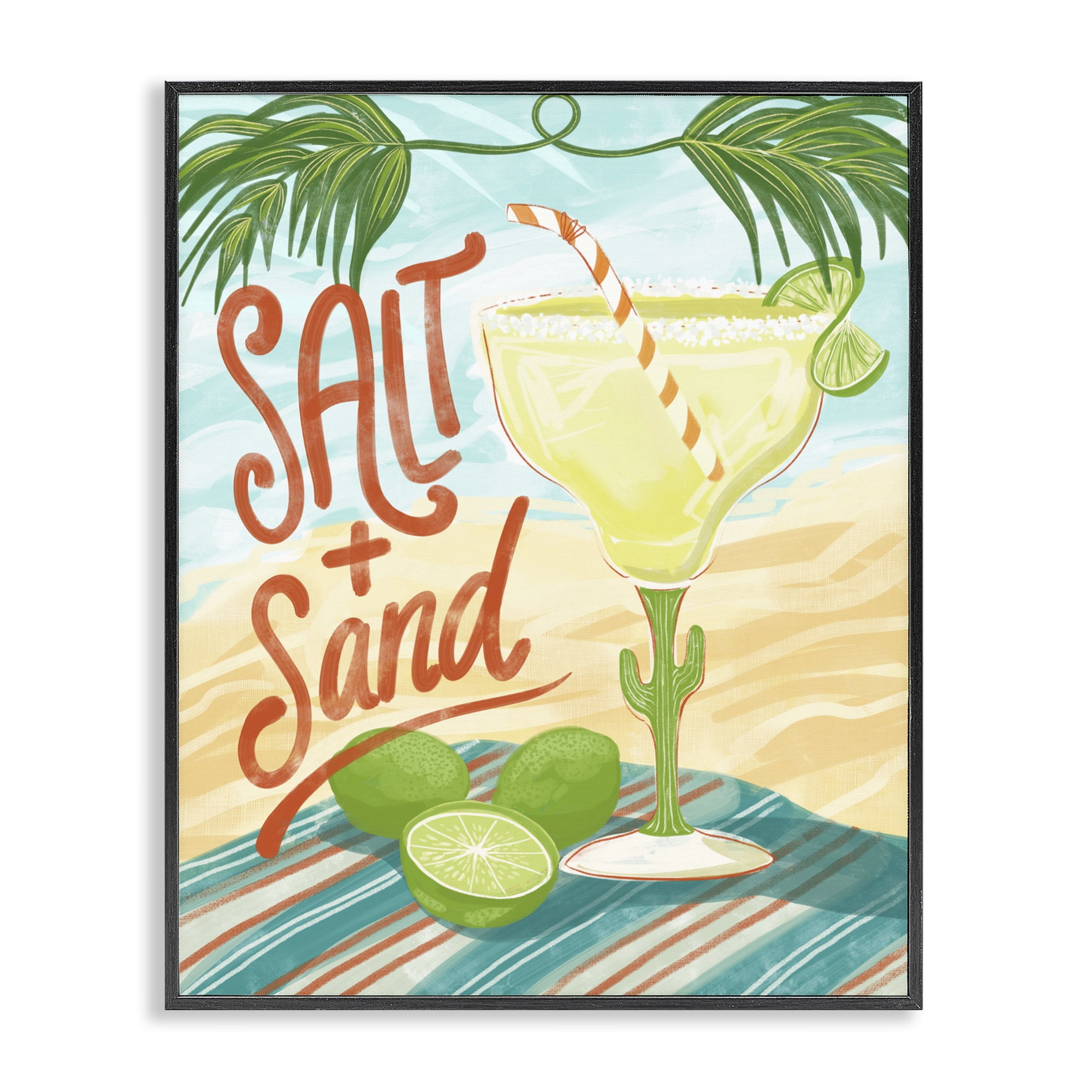 Stupell Industries Salt & Sand Margarita Black Framed Giclee Art, design by Connie Summers