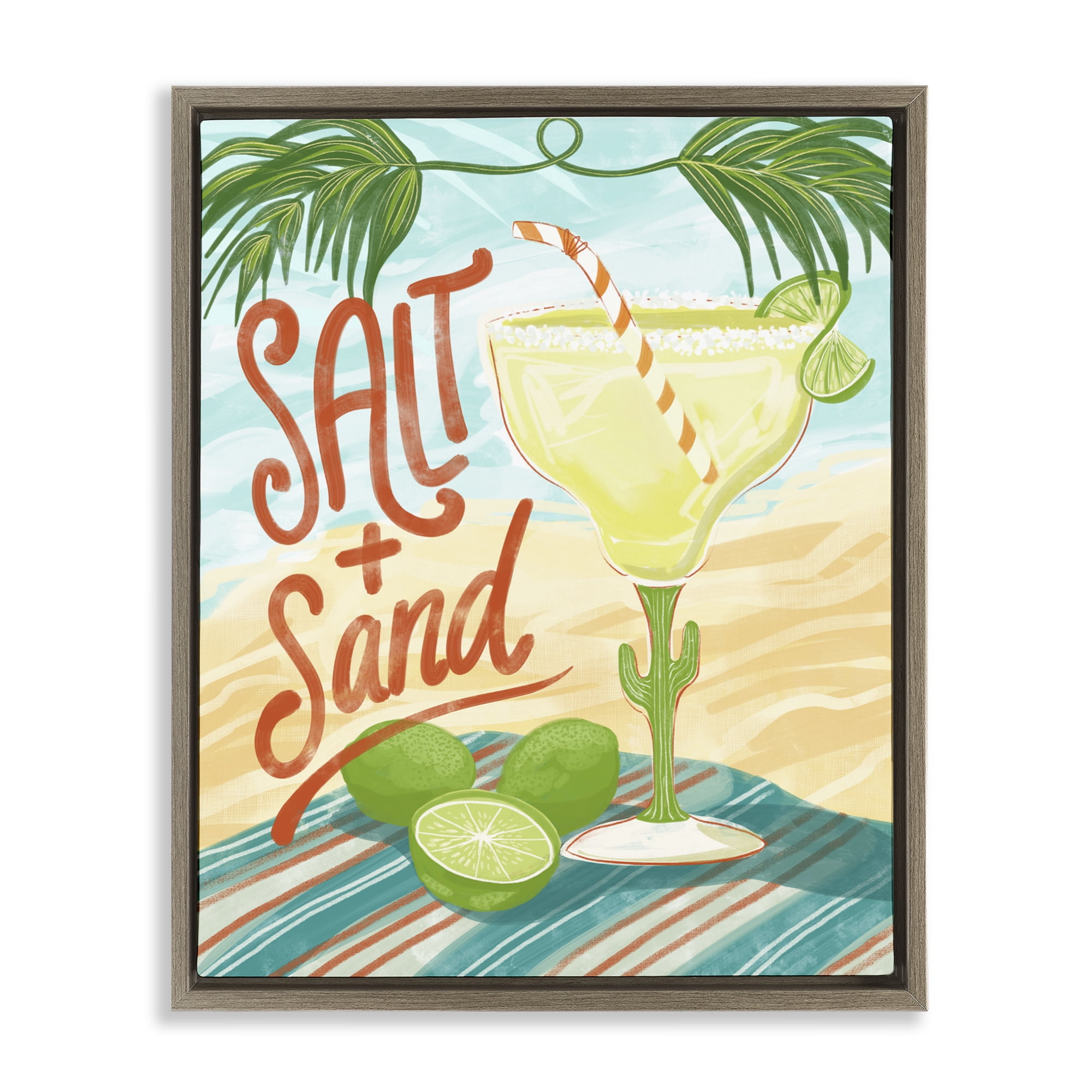 Stupell Industries Salt & Sand Margarita Brown Framed Floater Canvas Wall Art, design by Connie Summers