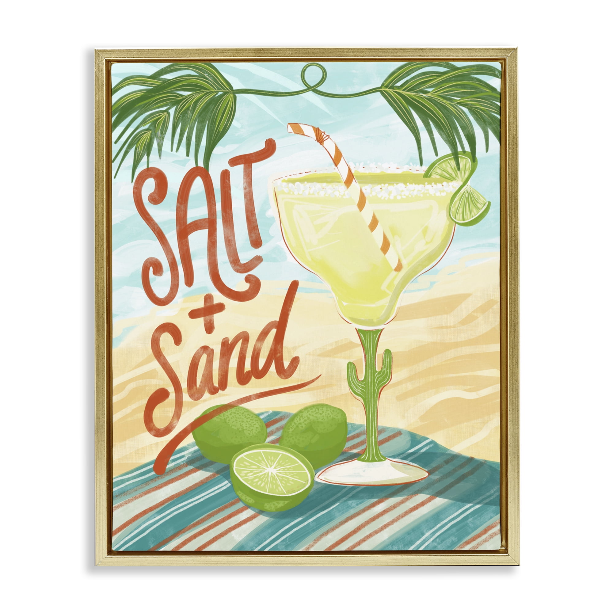 Stupell Industries Salt & Sand Margarita Gold Framed Floater Canvas Wall Art, design by Connie Summers