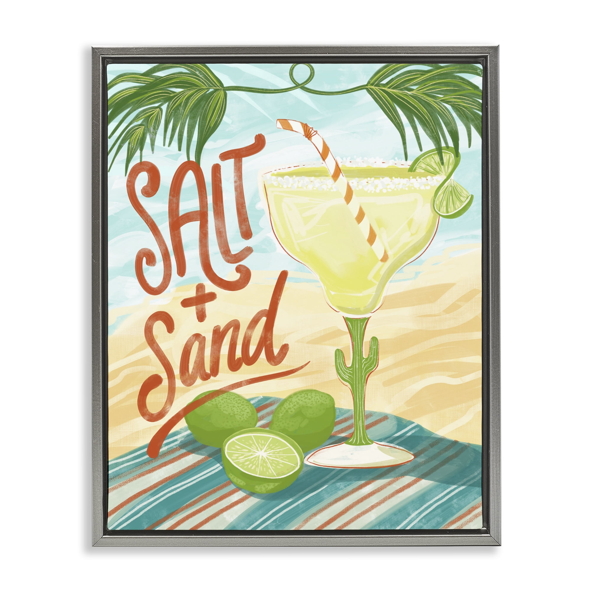 Stupell Industries Salt & Sand Margarita Gray Framed Floater Canvas Wall Art, design by Connie Summers