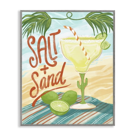 Stupell Industries Bohemian Salt & Sand Margarita Gray Framed Giclee Art, 11 x 14, by Connie Summers