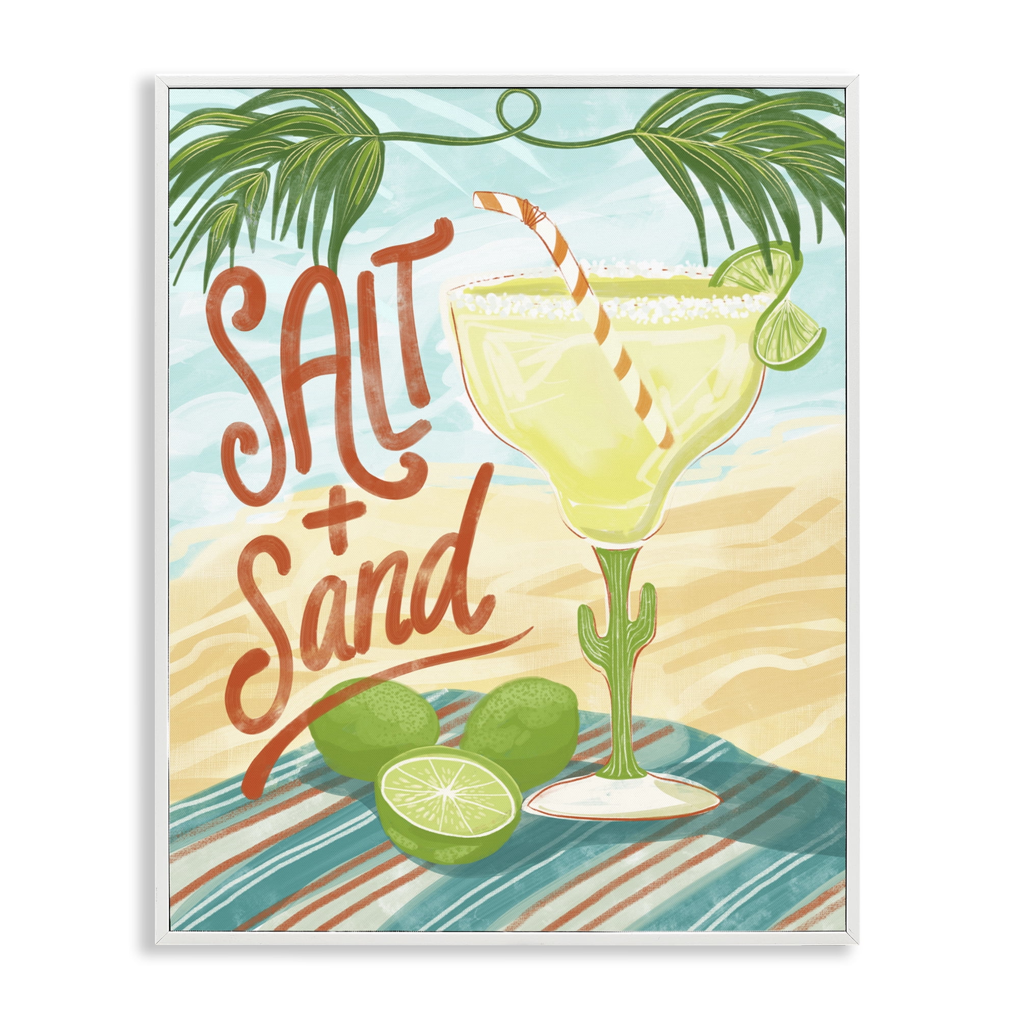 Stupell Industries Salt & Sand Margarita White Framed Giclee Art, design by Connie Summers