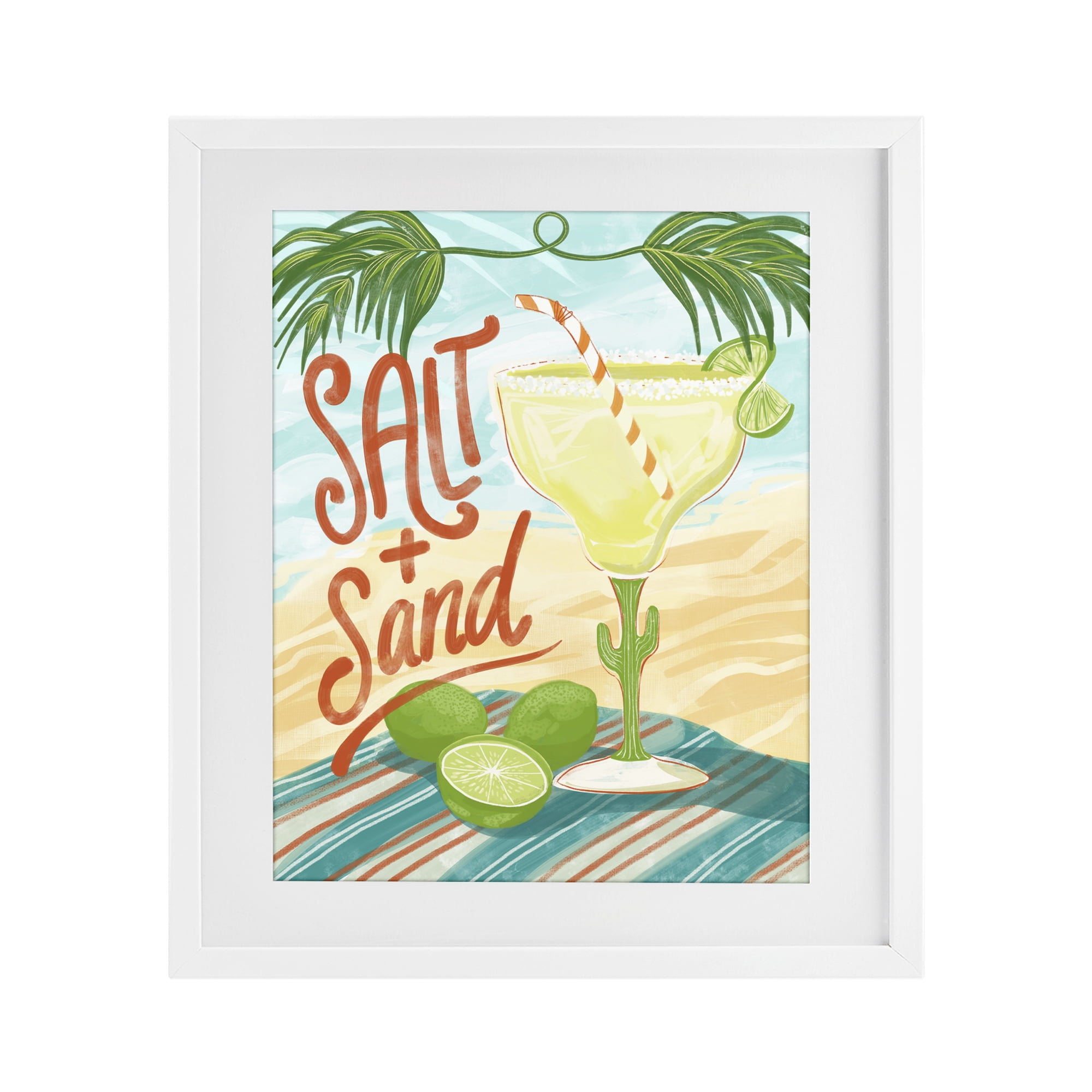 Stupell Industries Salt & Sand Margarita White Framed Print Under Glass, design by Connie Summers