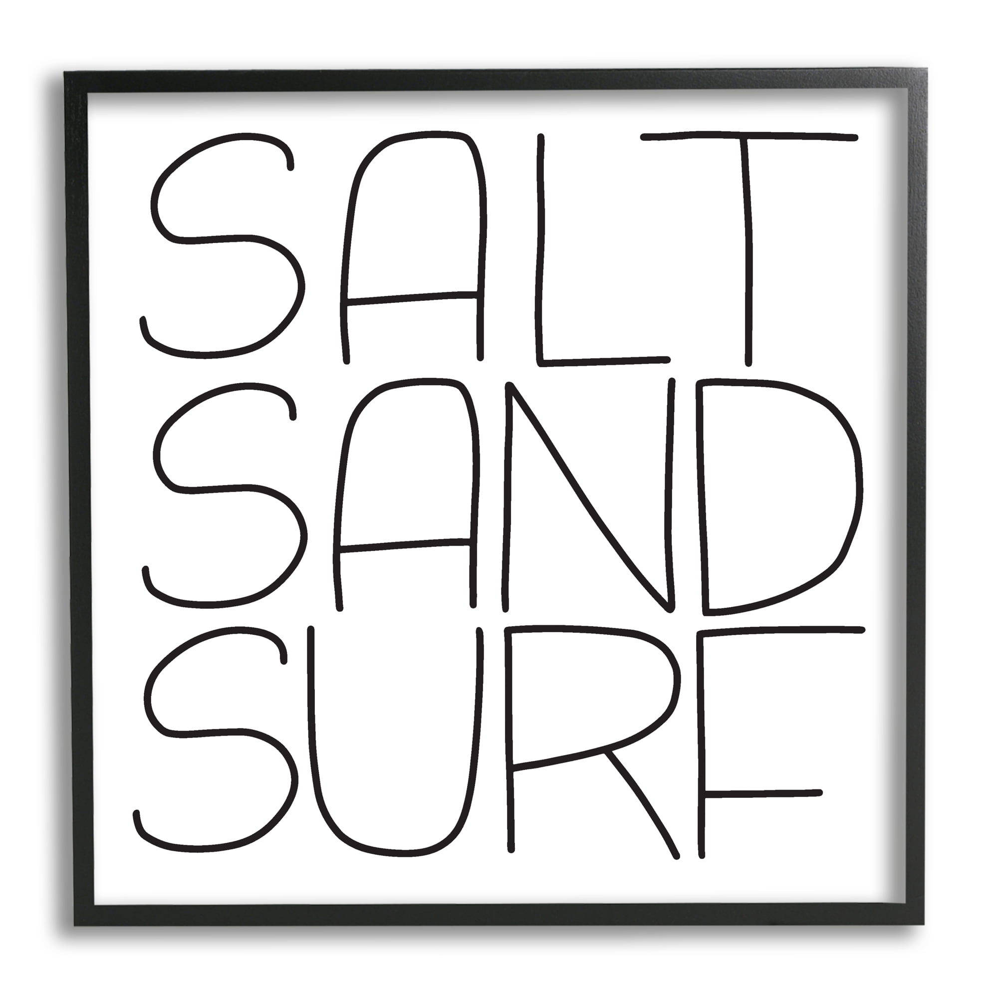 Stupell Industries Salt Sand Surf Beach Sports Calligraphy Phrase Graphic Art Black Framed Art Print Wall Art, Design by Leah Bisch