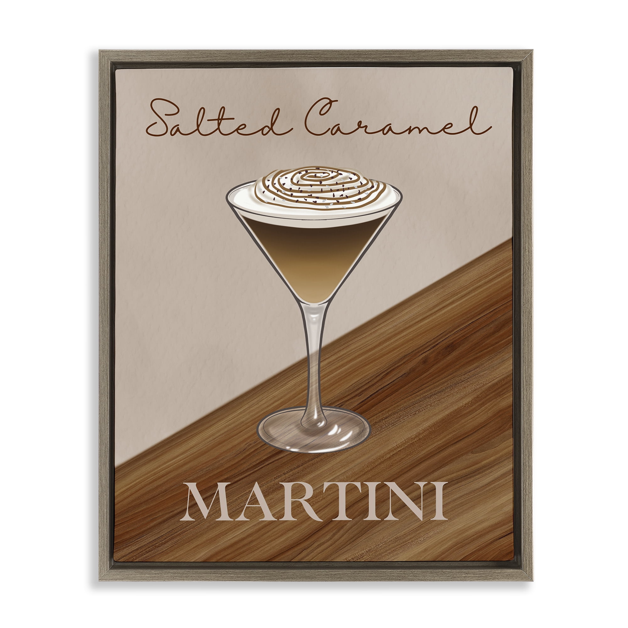 Stupell Industries Salted Caramel Martini Brown Framed Floater Canvas Wall Art, design by Marcus Prime