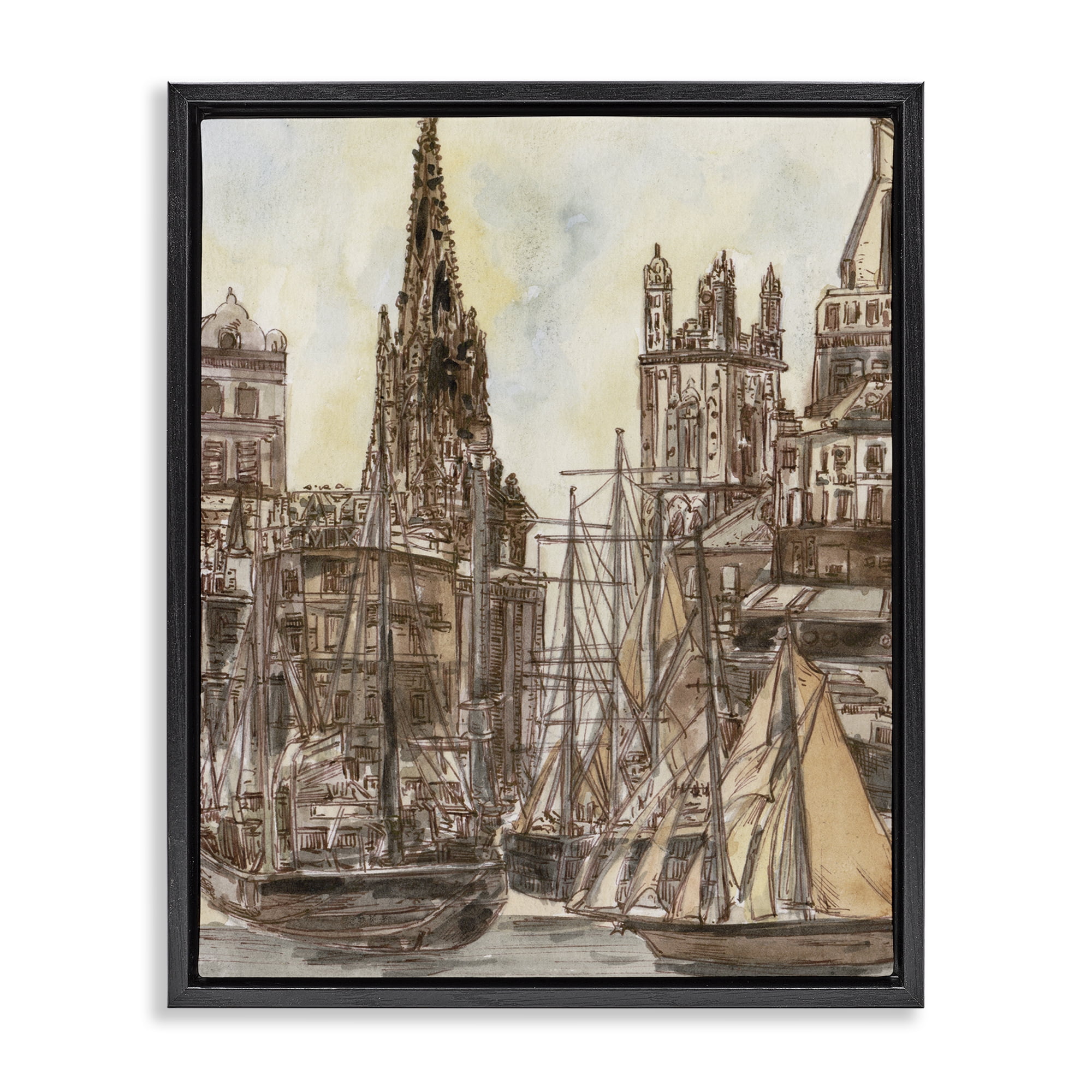 Stupell Industries Salted Remnants Harbor Black Framed Floater Canvas Wall Art, design by Melissa Wang