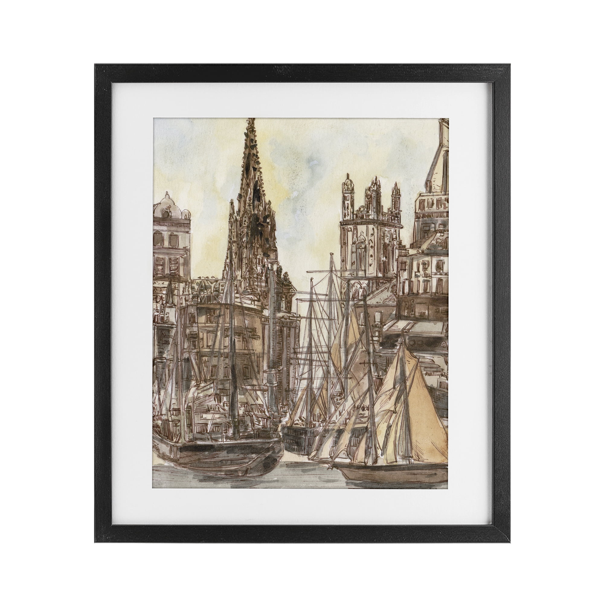 Stupell Industries Salted Remnants Harbor Black Framed Print Under Glass, design by Melissa Wang