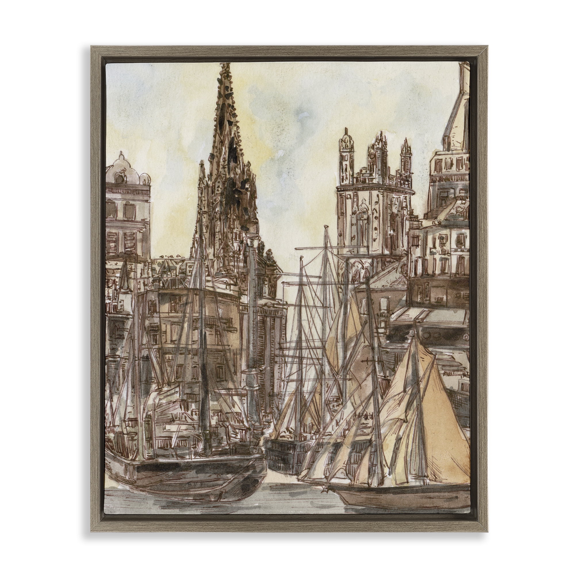 Stupell Industries Salted Remnants Harbor Brown Framed Floater Canvas Wall Art, design by Melissa Wang