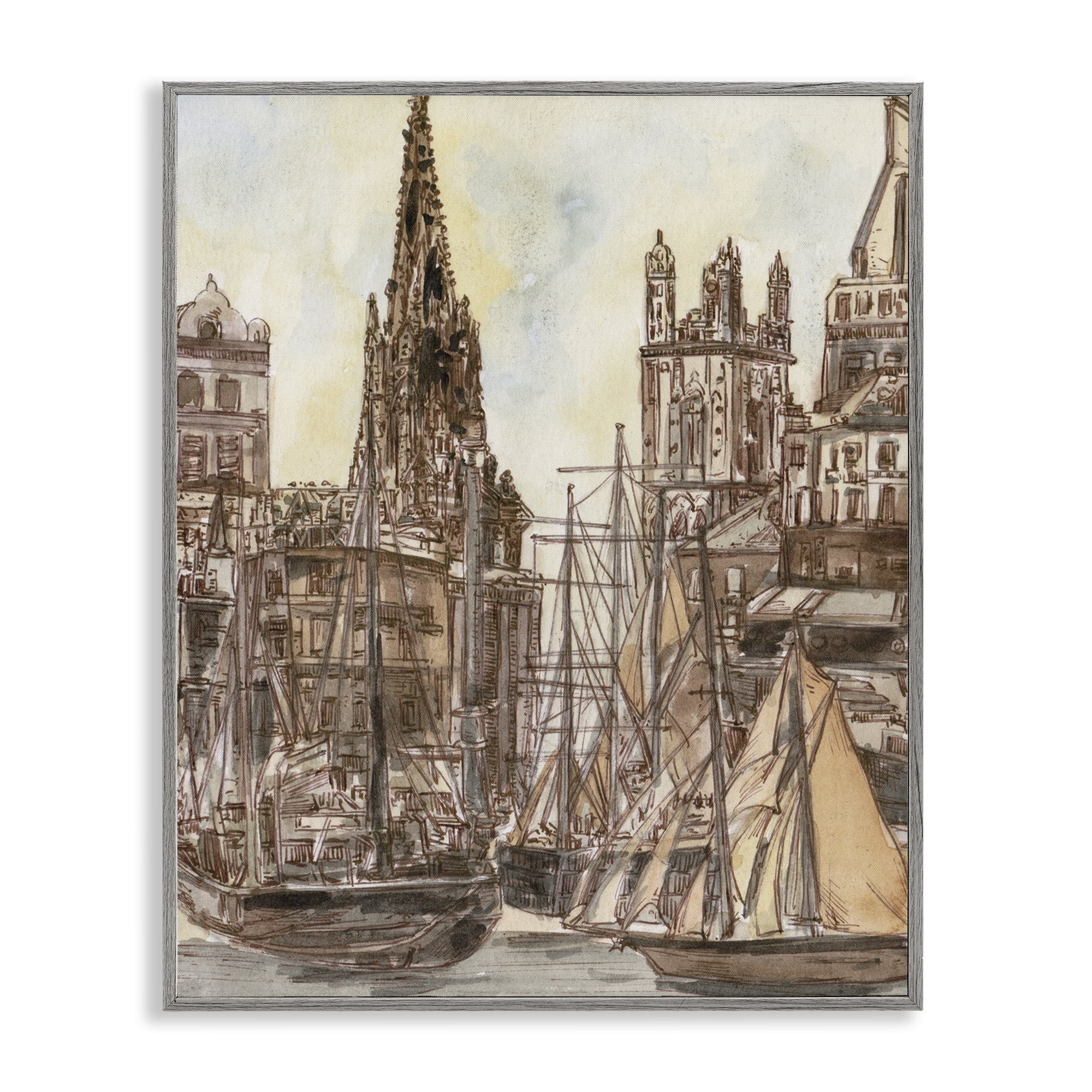 Stupell Industries Salted Remnants Harbor Gray Framed Giclee Art, design by Melissa Wang