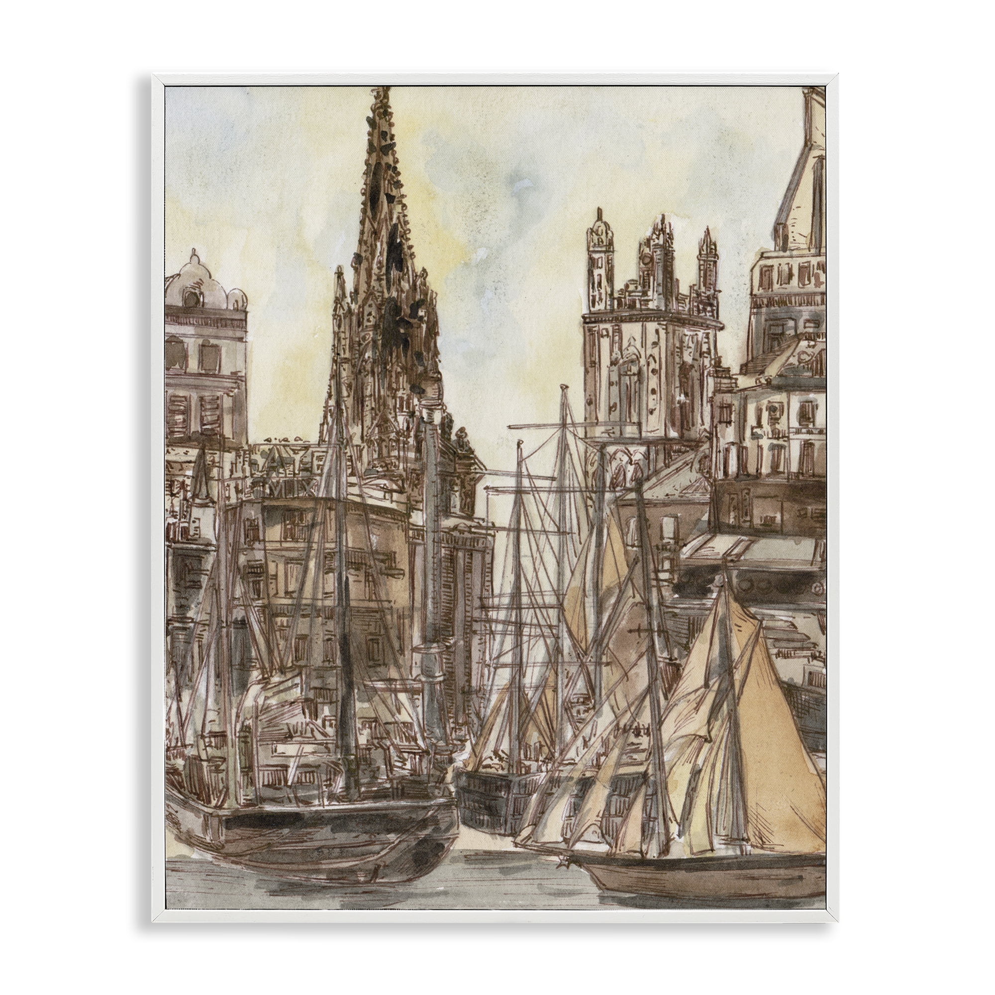 Stupell Industries Salted Remnants Harbor White Framed Giclee Art, design by Melissa Wang