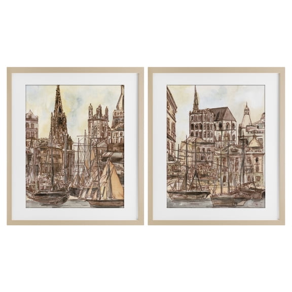 Stupell Industries Salted Remnants Pier 2 Piece Birch Framed Print Under Glass Set, design by Melissa Wang