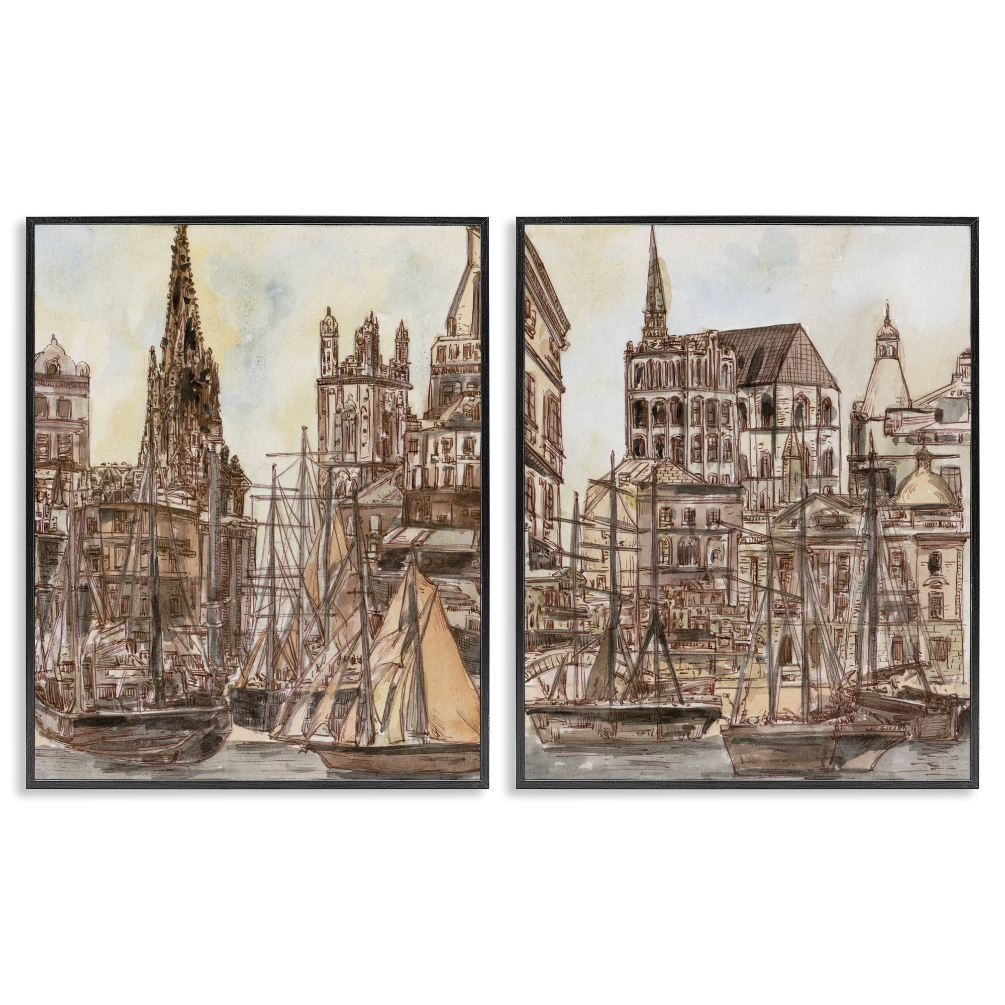 Stupell Industries Salted Remnants Pier 2 Piece Black Framed Giclee Art Set, design by Melissa Wang