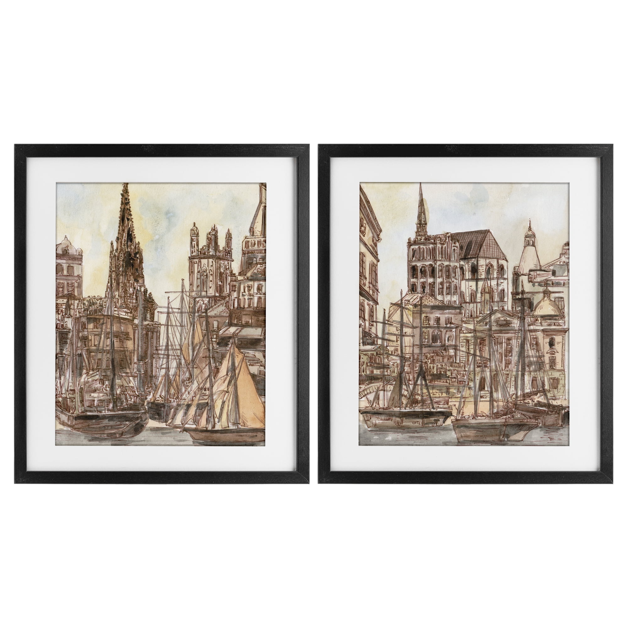 Stupell Industries Salted Remnants Pier 2 Piece Black Framed Print Under Glass Set, design by Melissa Wang