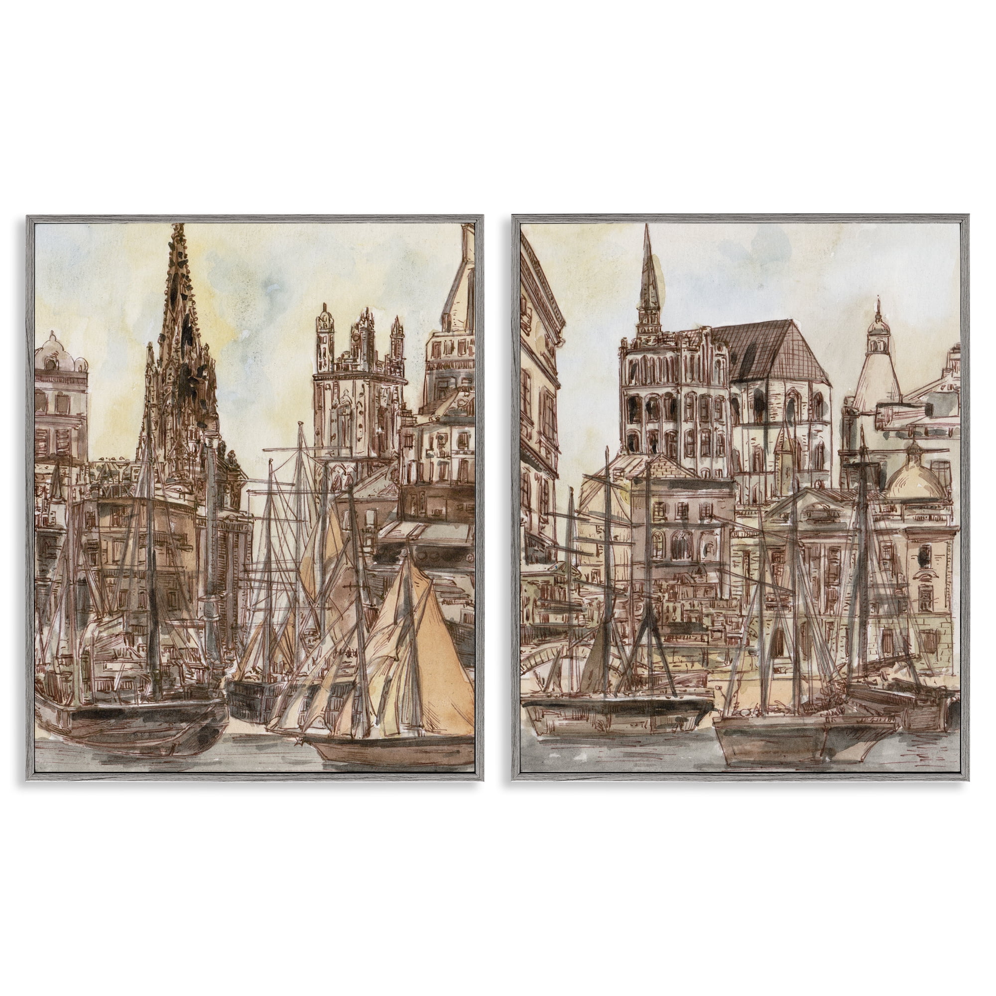 Stupell Industries Salted Remnants Pier 2 Piece Gray Framed Giclee Art Set, design by Melissa Wang