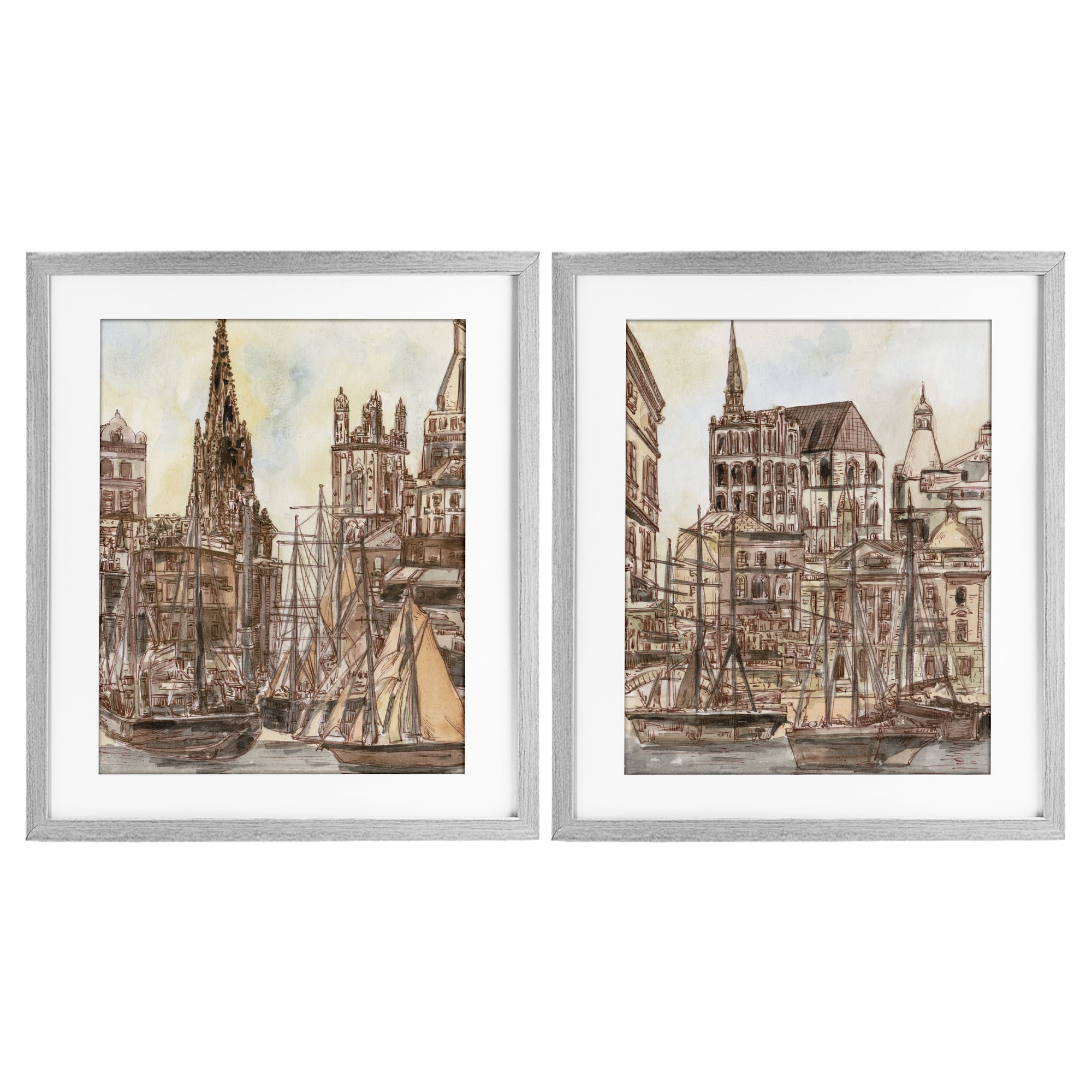 Stupell Industries Salted Remnants Pier 2 Piece Gray Framed Print Under Glass Set, design by Melissa Wang