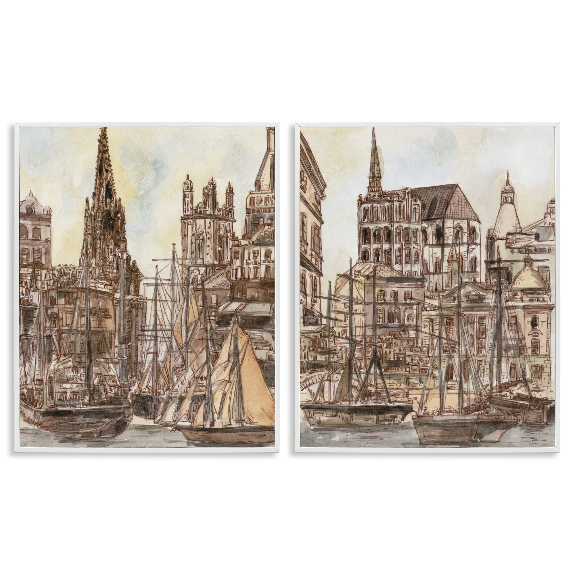 Stupell Industries Salted Remnants Pier 2 Piece White Framed Giclee Art Set, design by Melissa Wang
