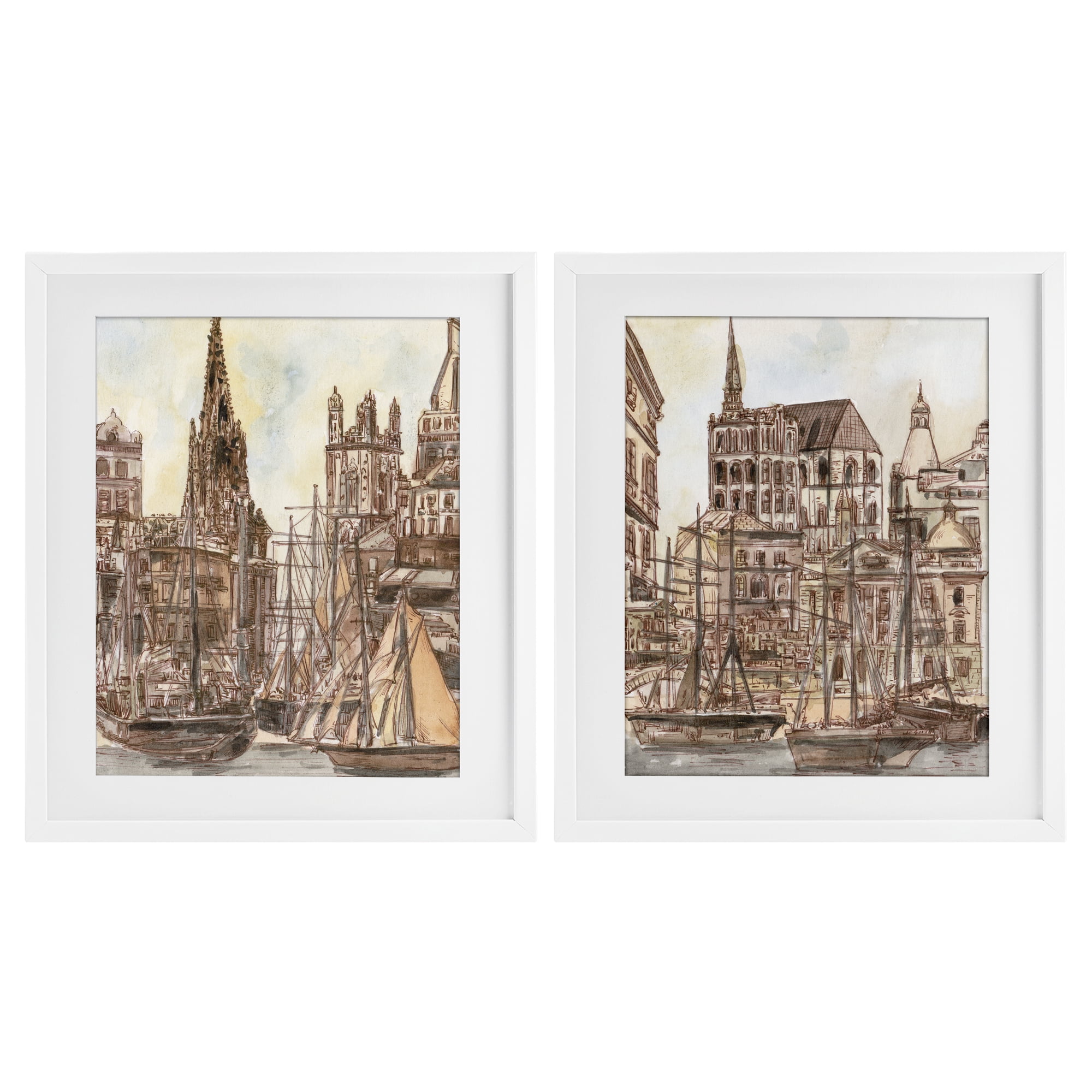 Stupell Industries Salted Remnants Pier 2 Piece White Framed Print Under Glass Set, design by Melissa Wang