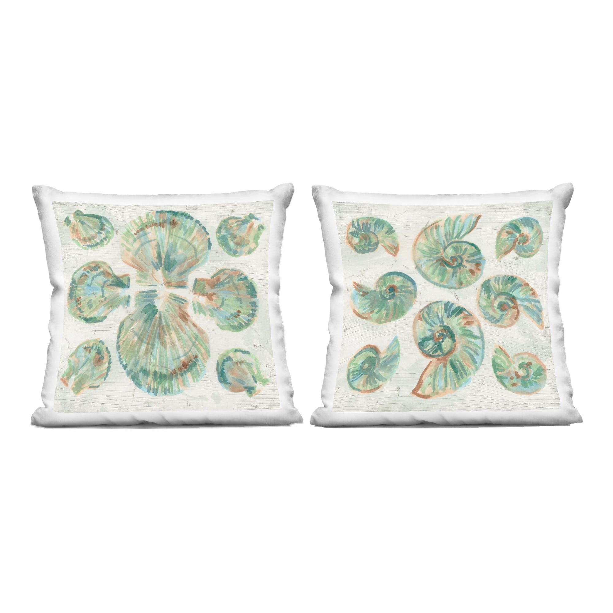 Stupell Industries Saltwashed Seashells Pattern 2 Piece Decorative Printed Throw Pillow Set, design by June Erica Vess