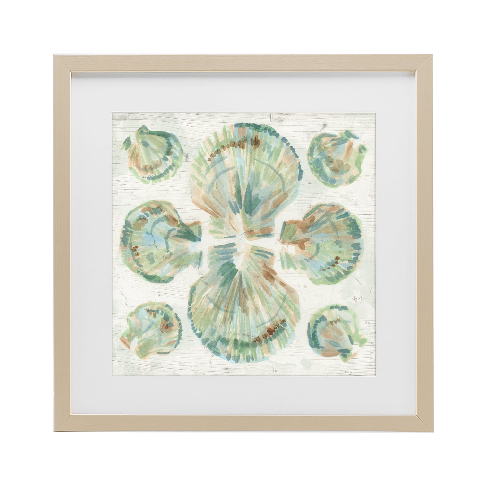 Stupell Industries Saltwashed Shells Symmetry Birch Framed Print Under Glass, design by June Erica Vess