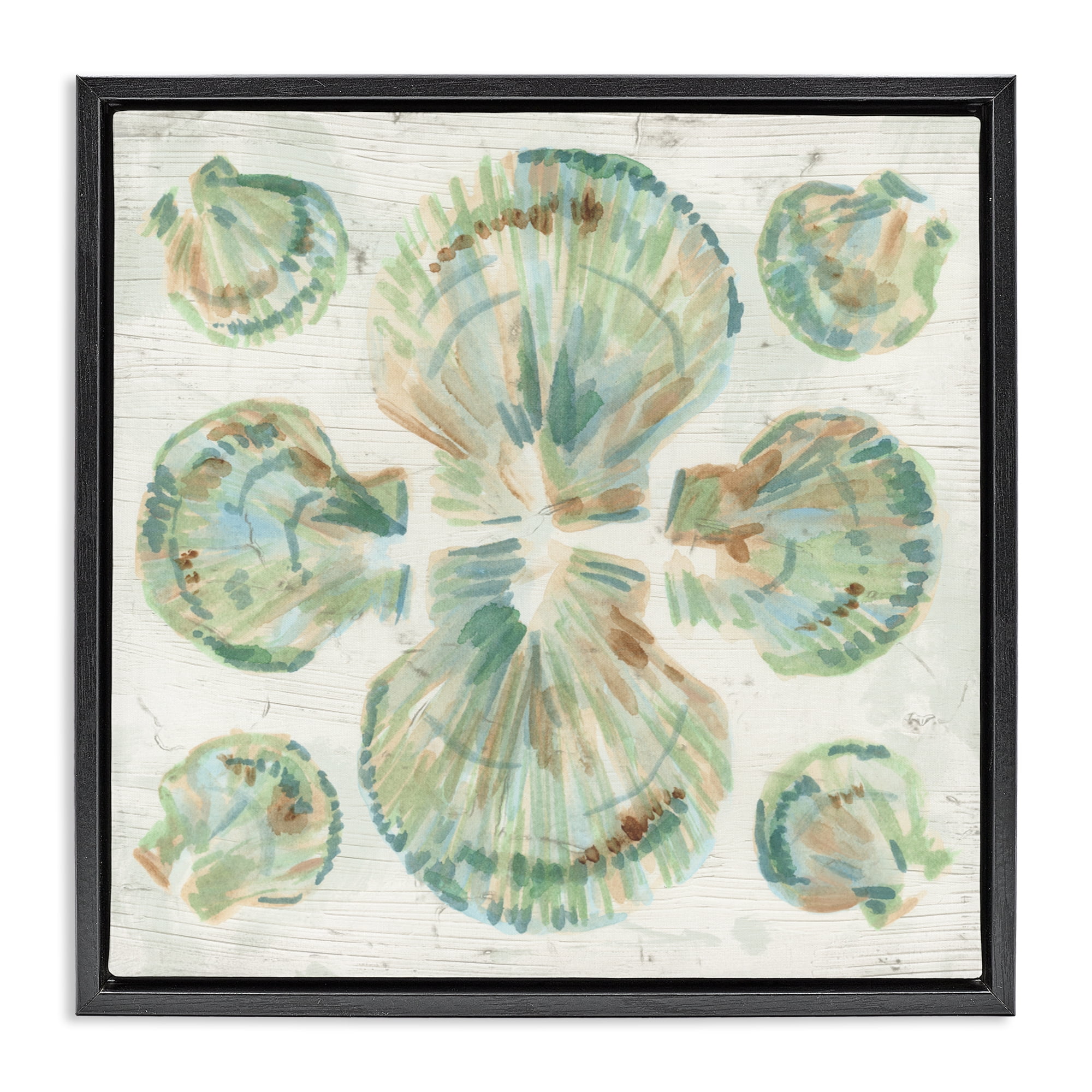 Stupell Industries Saltwashed Shells Symmetry Black Framed Floater Canvas Wall Art, design by June Erica Vess