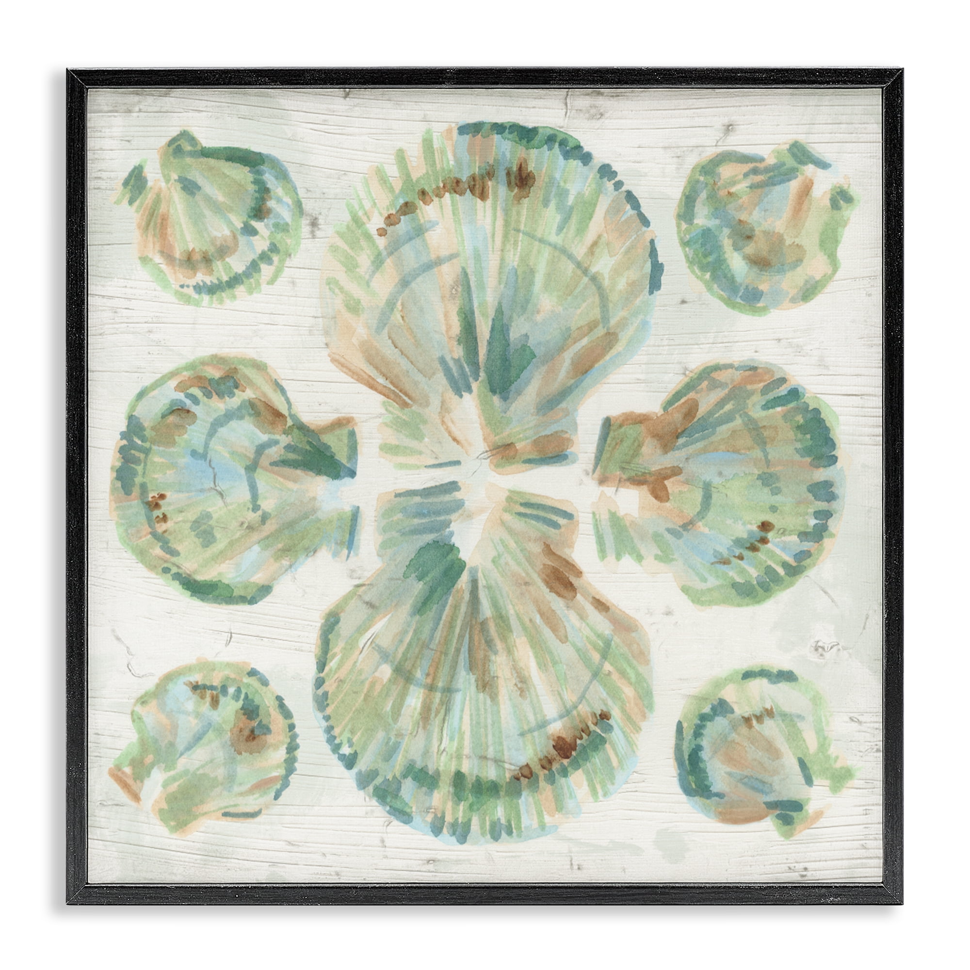 Stupell Industries Saltwashed Shells Symmetry Black Framed Giclee Art, design by June Erica Vess