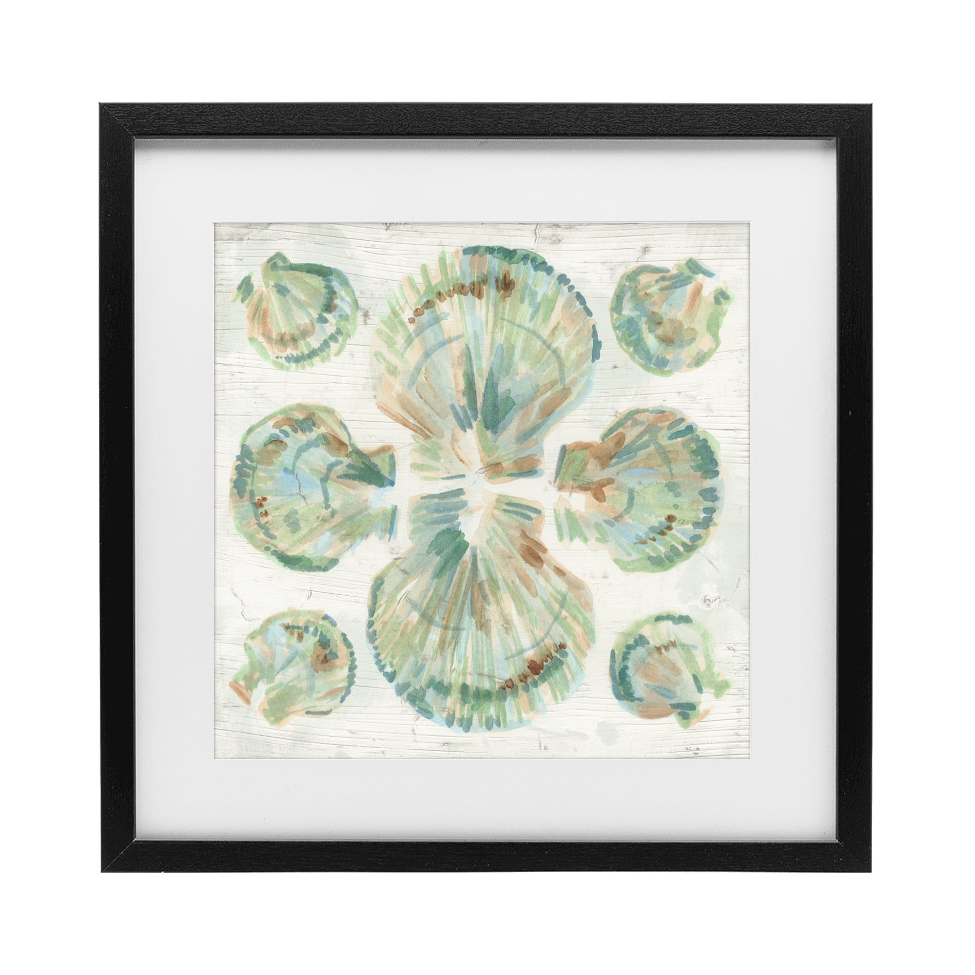 Stupell Industries Saltwashed Shells Symmetry Black Framed Print Under Glass, design by June Erica Vess