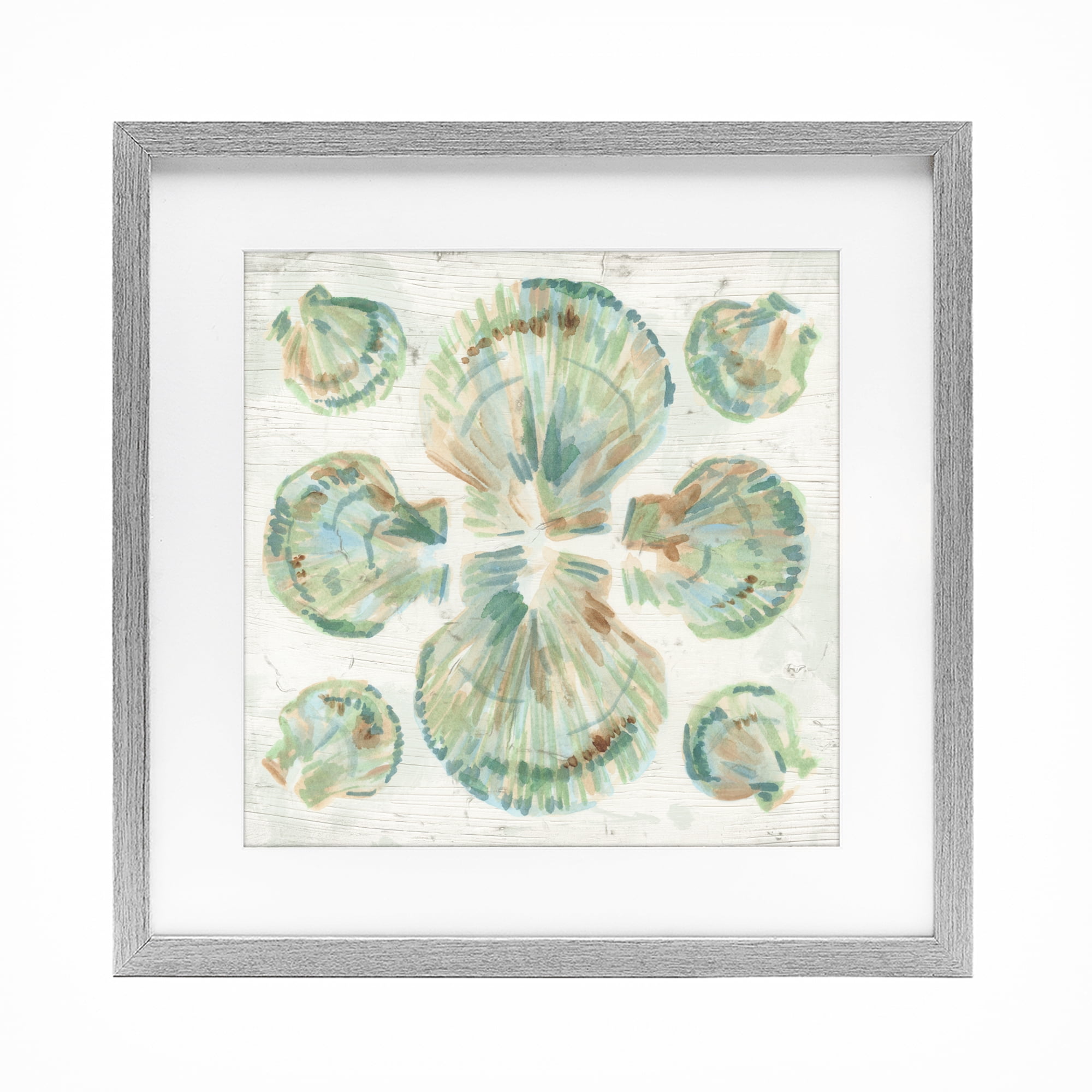 Stupell Industries Saltwashed Shells Symmetry Gray Framed Print Under Glass, design by June Erica Vess