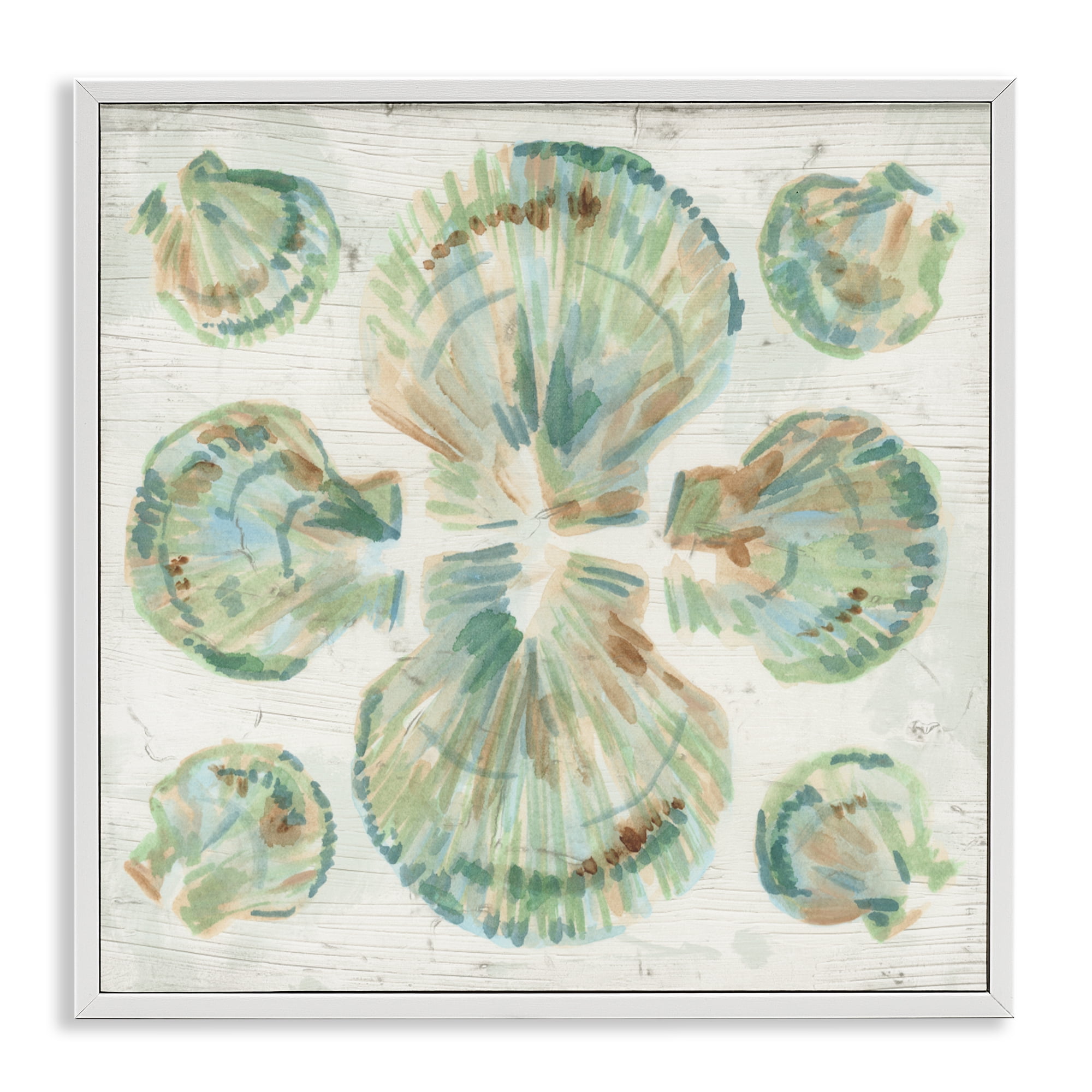 Stupell Industries Saltwashed Shells Symmetry White Framed Giclee Art, design by June Erica Vess