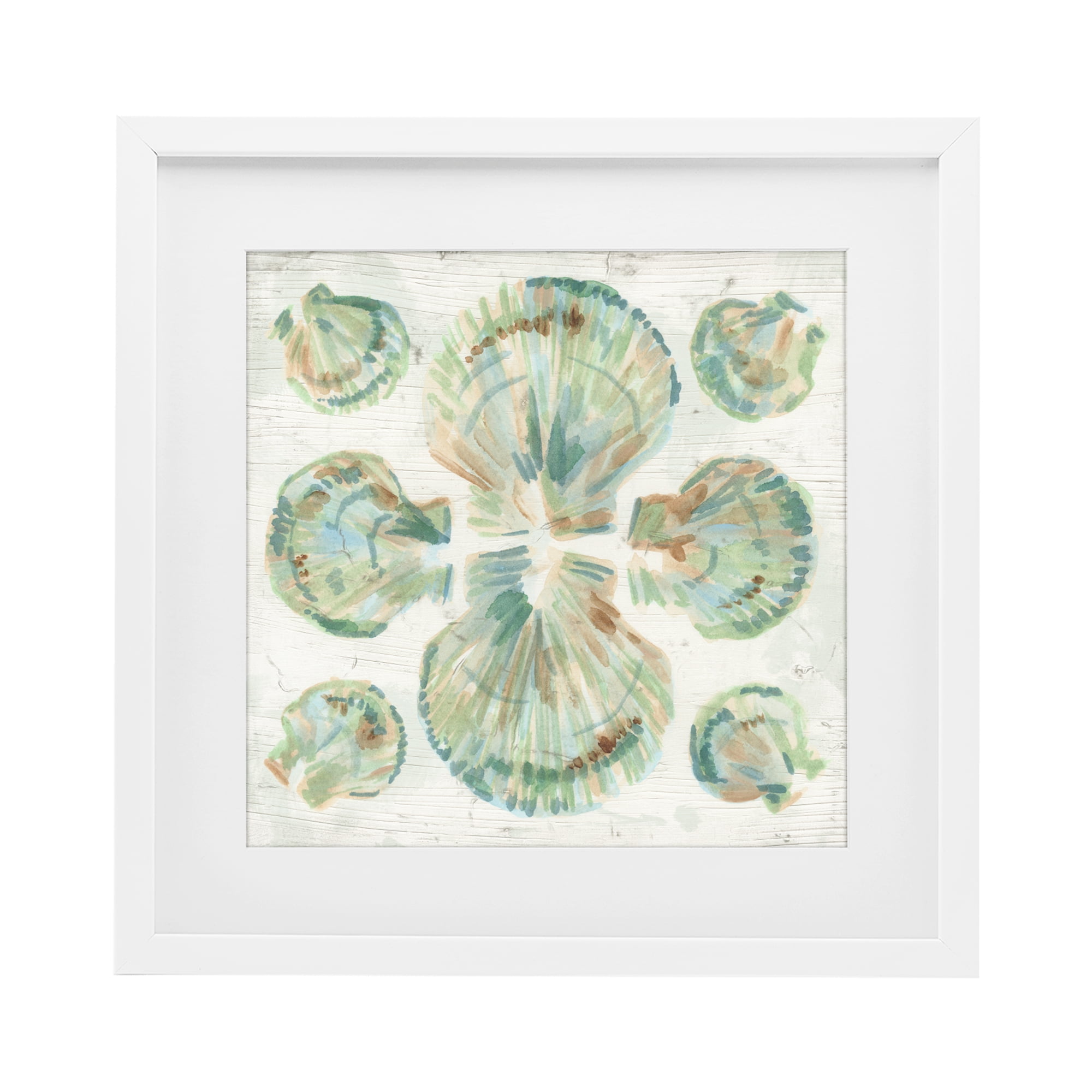 Stupell Industries Saltwashed Shells Symmetry White Framed Print Under Glass, design by June Erica Vess