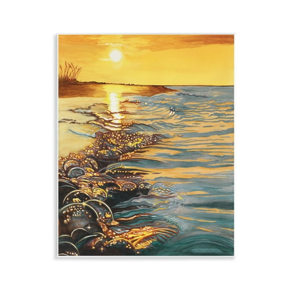 Stupell Industries Saltwater Beach Sunset Landscape Painting Unframed Art Print Wall Art, 11 x 14