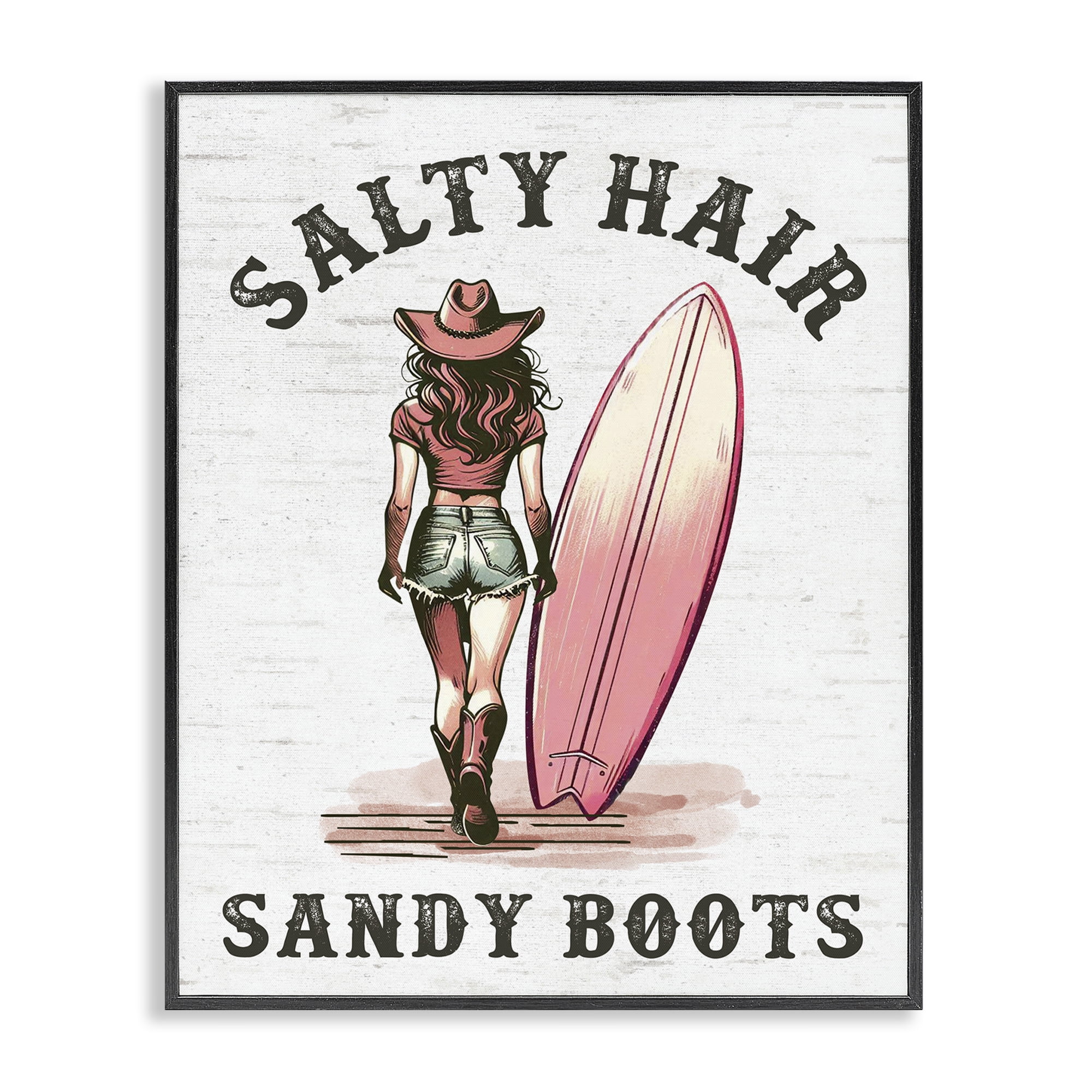 Stupell Industries Salty Hair & Sandy Boots People Painting Black Framed Art Print Wall Art, 11 x 14