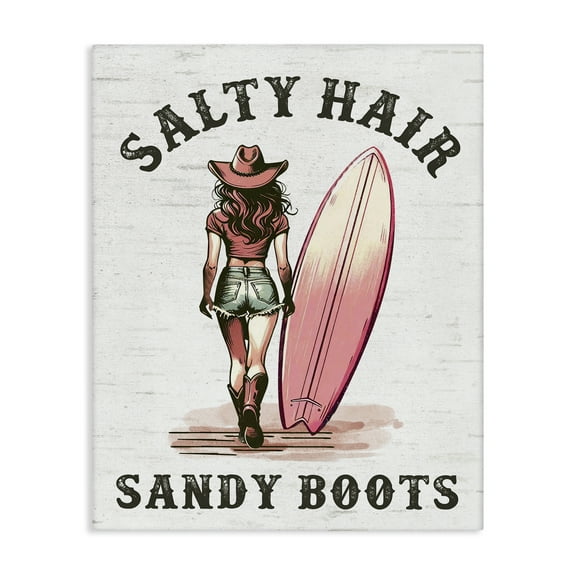 Stupell Industries Salty Hair & Sandy Boots People Painting Wrapped Canvas Art Print Wall Art, 16 x 20