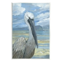 Stupell Industries Salty Pelican Cloudy Coastal beach Painting Unframed Art Print Wall Art, Design by Paul Brent