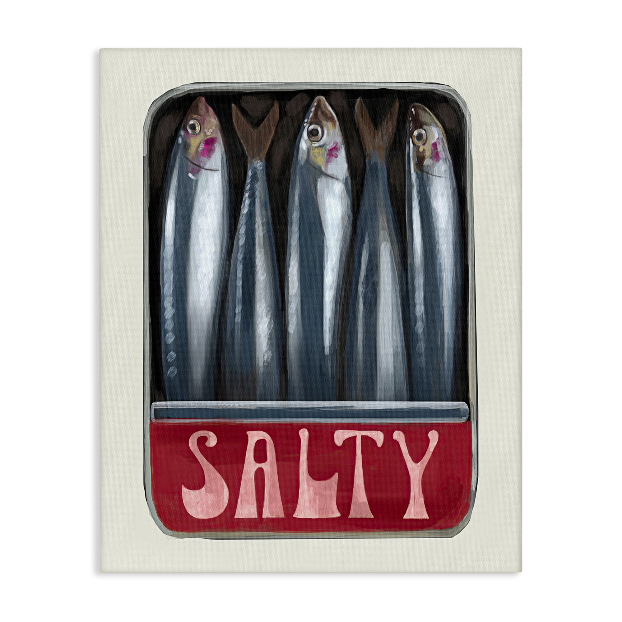 Stupell Industries Salty Sardines Can Food & Beverage Painting Gallery Wrapped Canvas Art Print Wall Art, 16 x 20