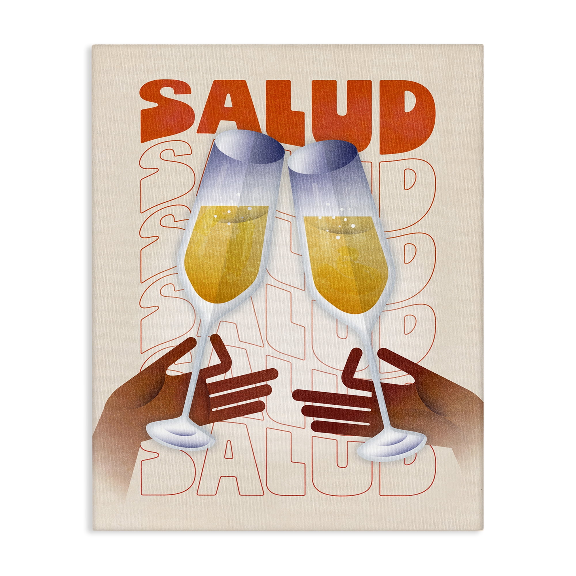 Stupell Industries Salud Cheers Champagne Food & Beverage Painting Wrapped Canvas Art Print Wall Art, 24 x 30
