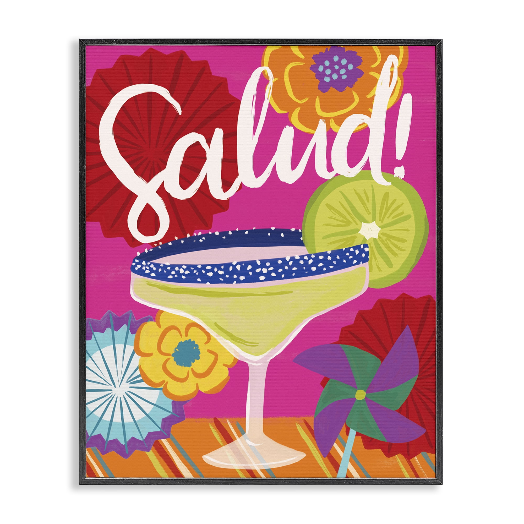 Stupell Industries Salud Margarita Drink Food & Beverage Painting Black Framed Art Print Wall Art, 24 x 30