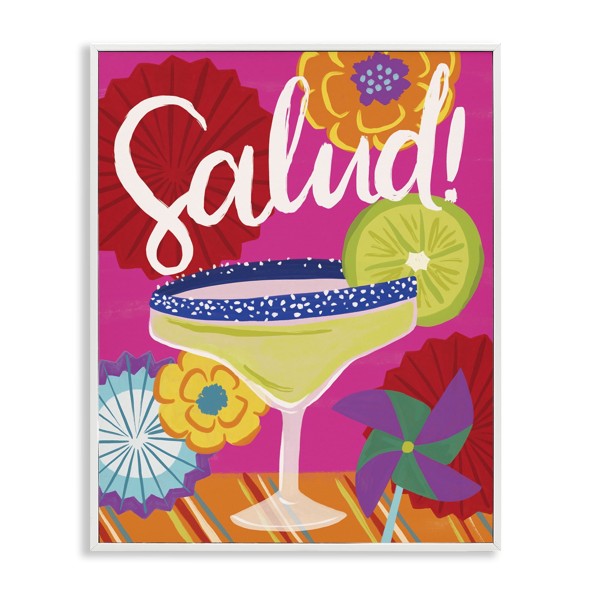 Stupell Industries Salud Margarita Drink Food & Beverage Painting White Framed Art Print Wall Art, 16 x 20