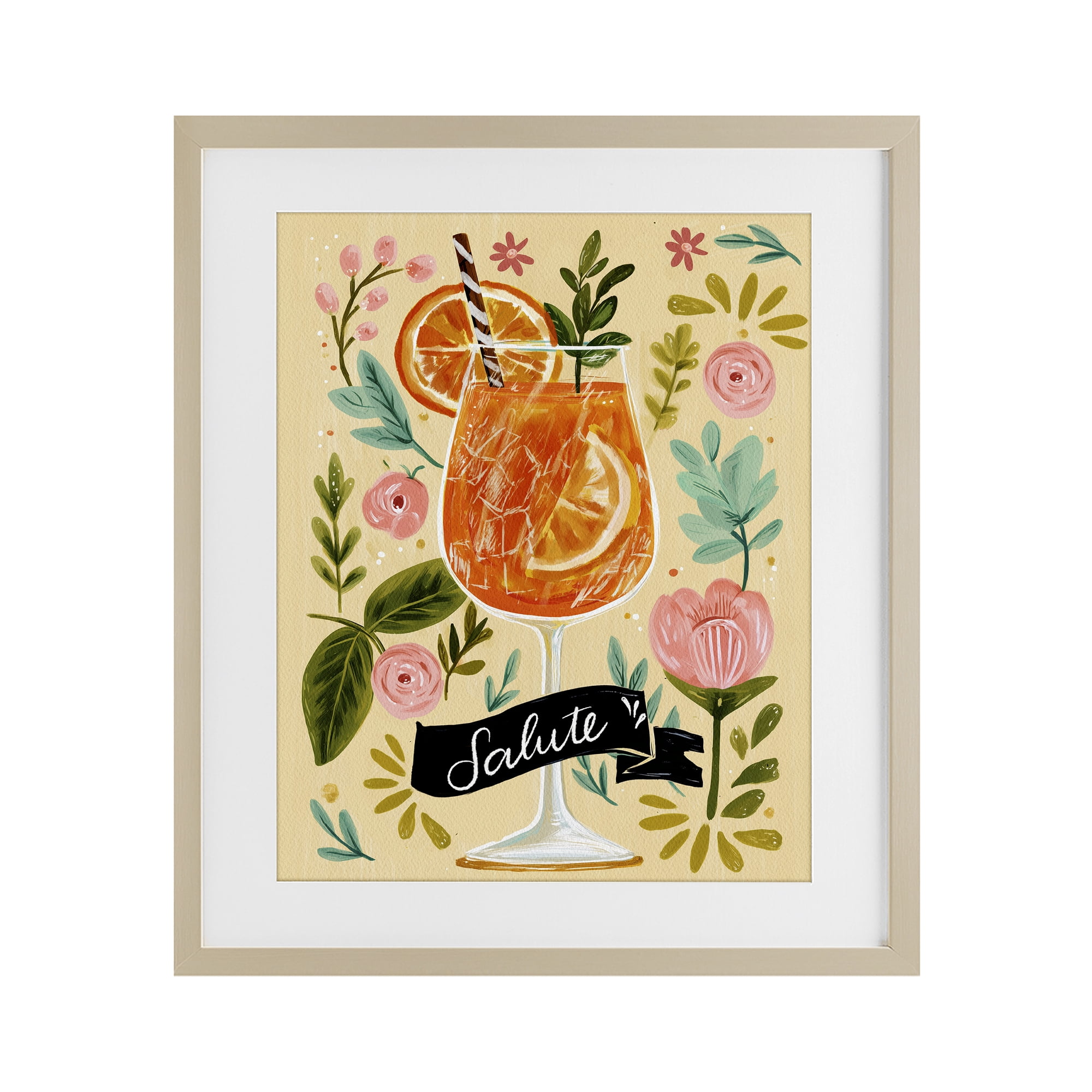 Stupell Industries Salute Citrus Cocktail Birch Framed Print Under Glass, design by Yen