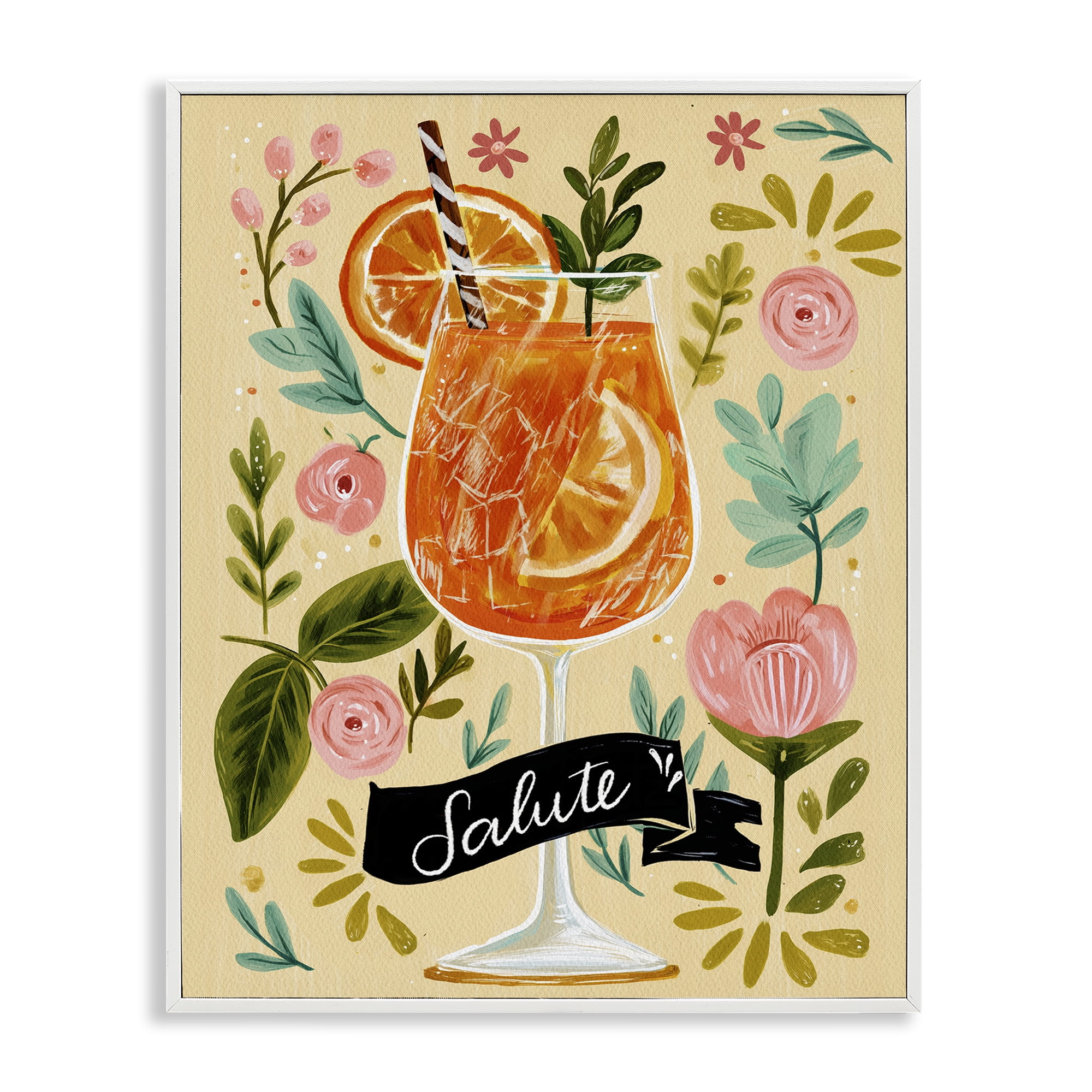 Stupell Industries Salute Citrus Cocktail White Framed Giclee Art, design by Yen