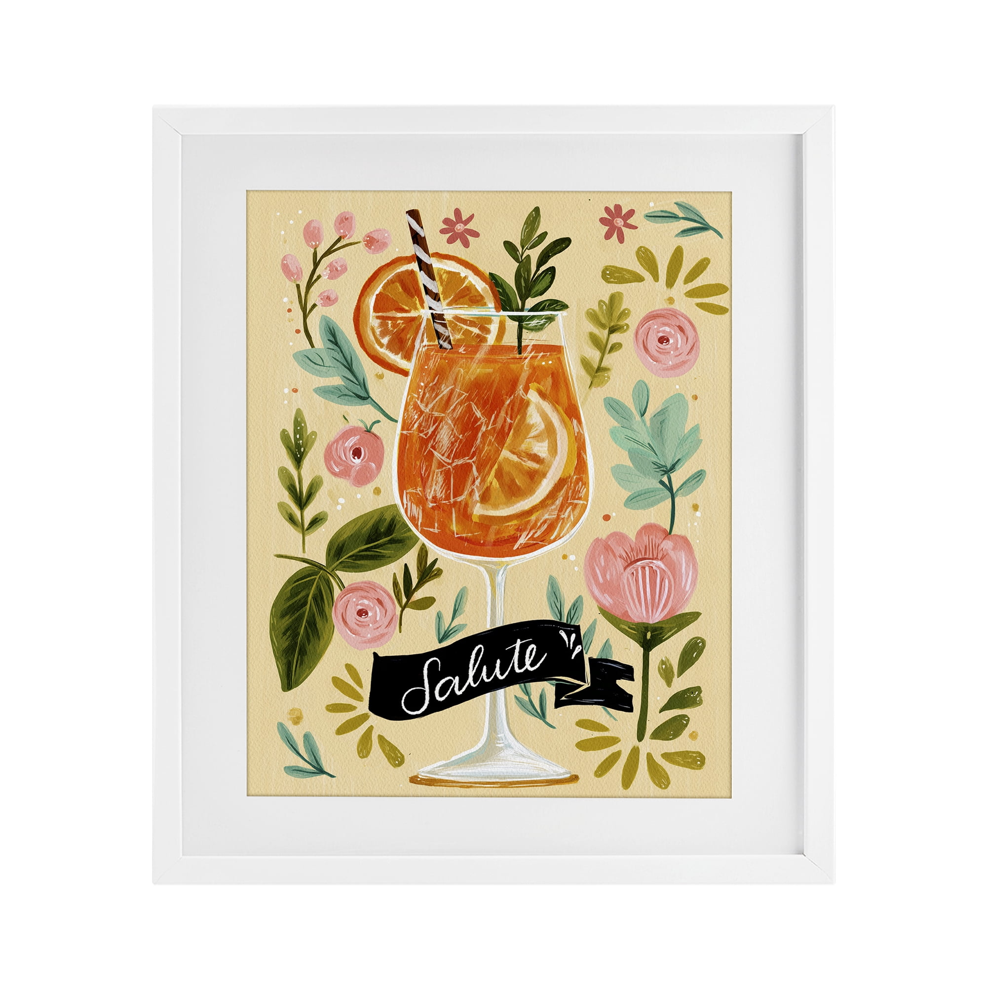Stupell Industries Salute Citrus Cocktail White Framed Print Under Glass, design by Yen