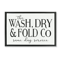 Stupell Industries Same Day Service Laundry Typography Painting Black Floater Framed Art Print Wall Art, 25 x 17