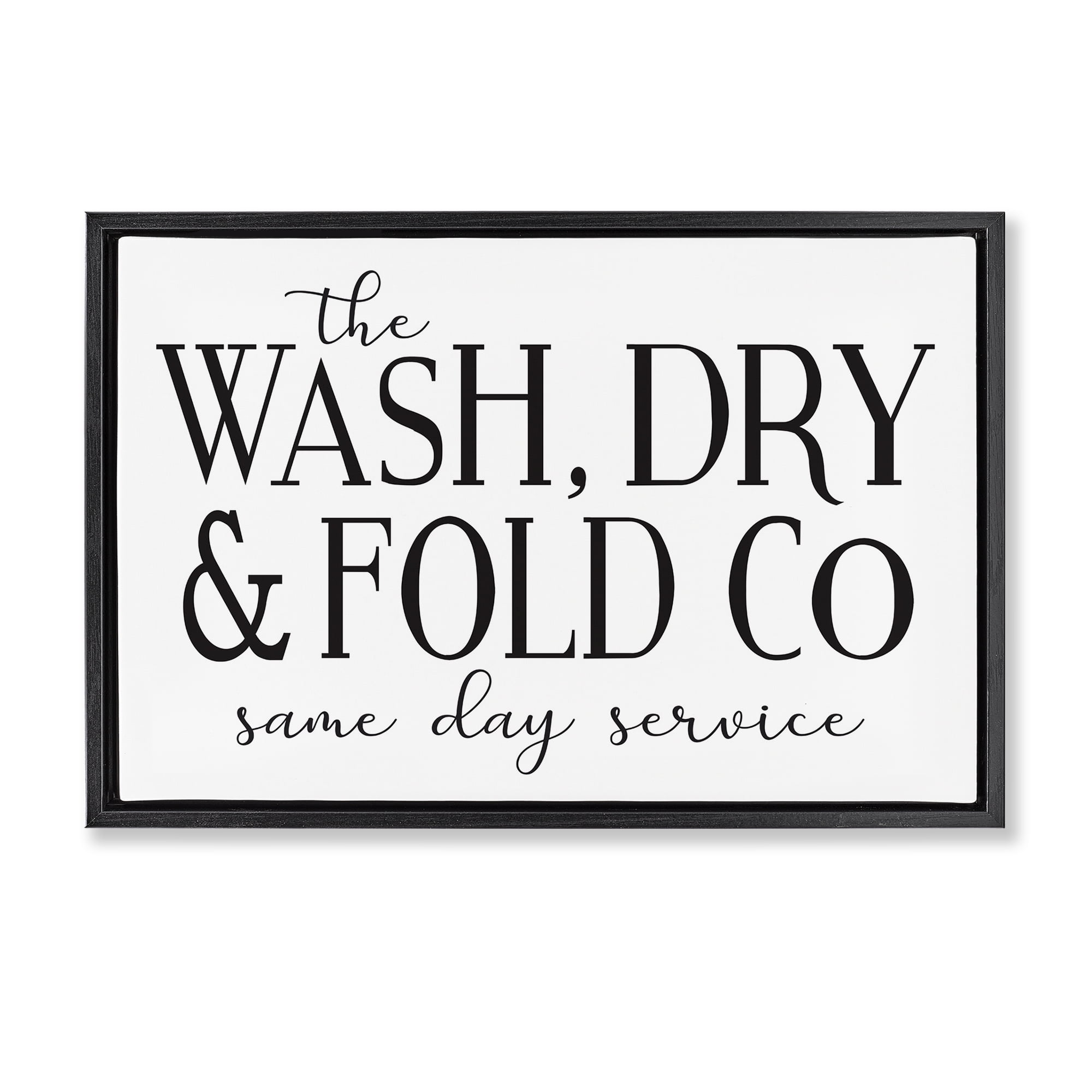Stupell Industries Same Day Service Laundry Typography Painting Black Floater Framed Art Print Wall Art, 31 x 21