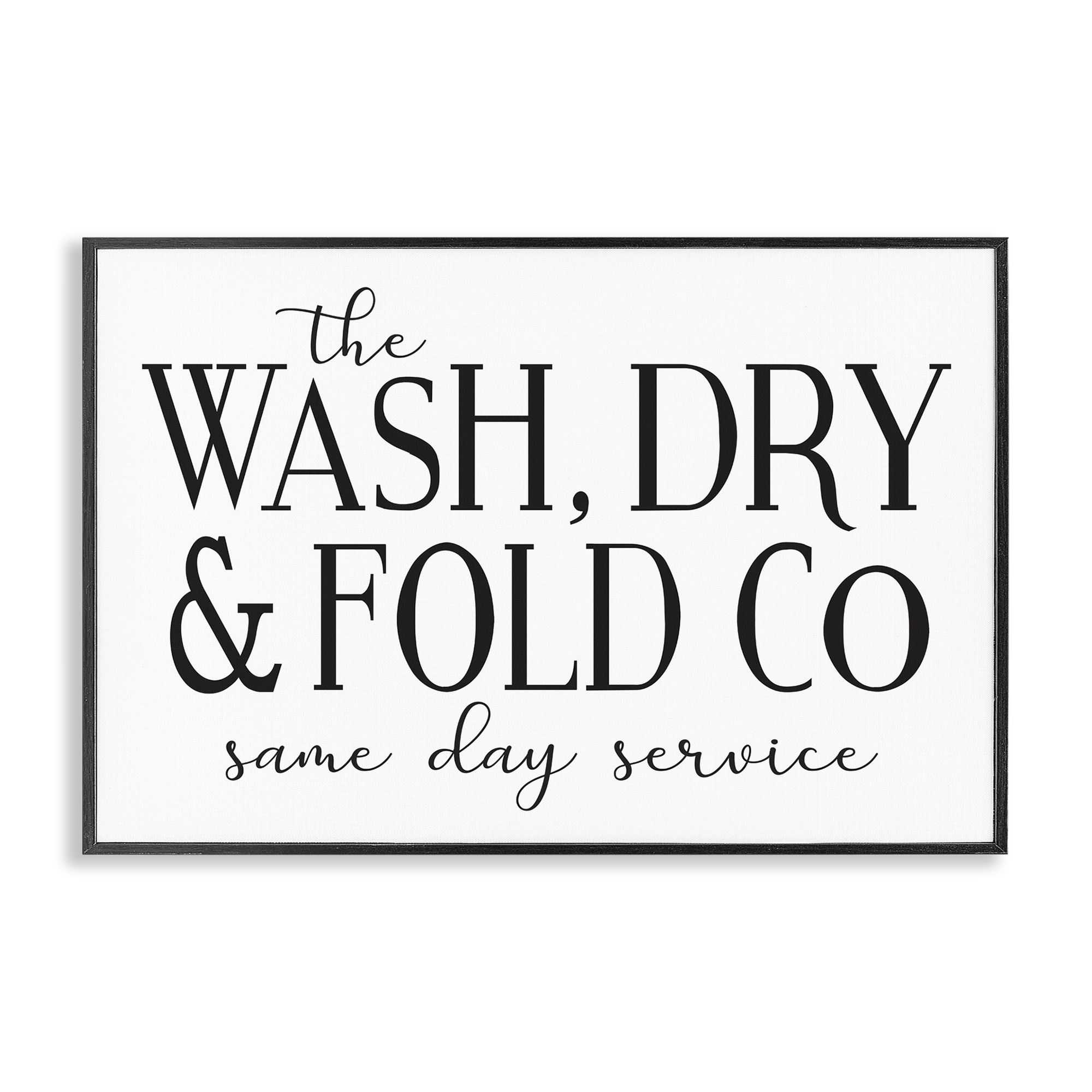 Stupell Industries Same Day Service Laundry Typography Painting Black Framed Art Print Wall Art, 24 x 16