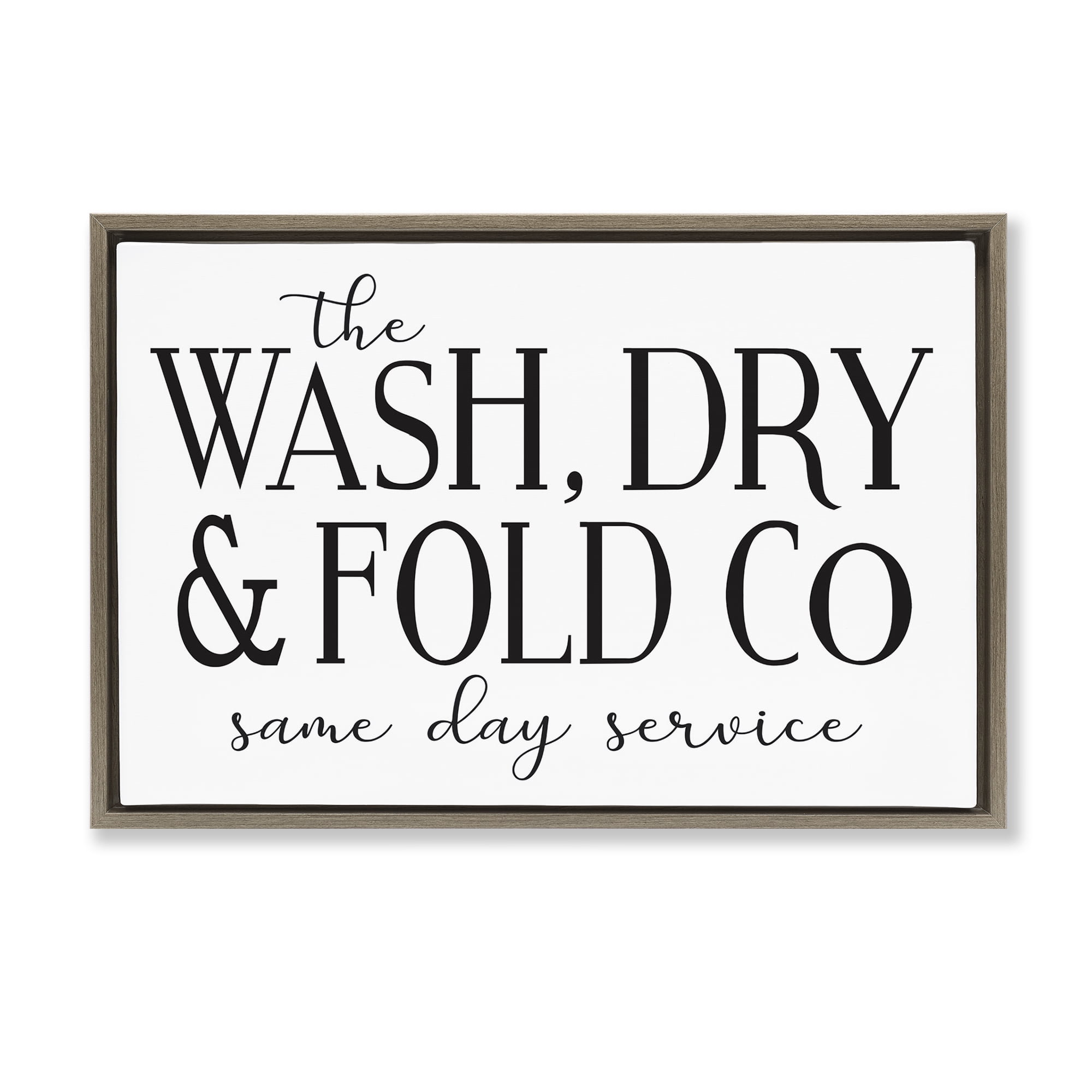 Stupell Industries Same Day Service Laundry Typography Painting Brown Floater Framed Art Print Wall Art, 25 x 17